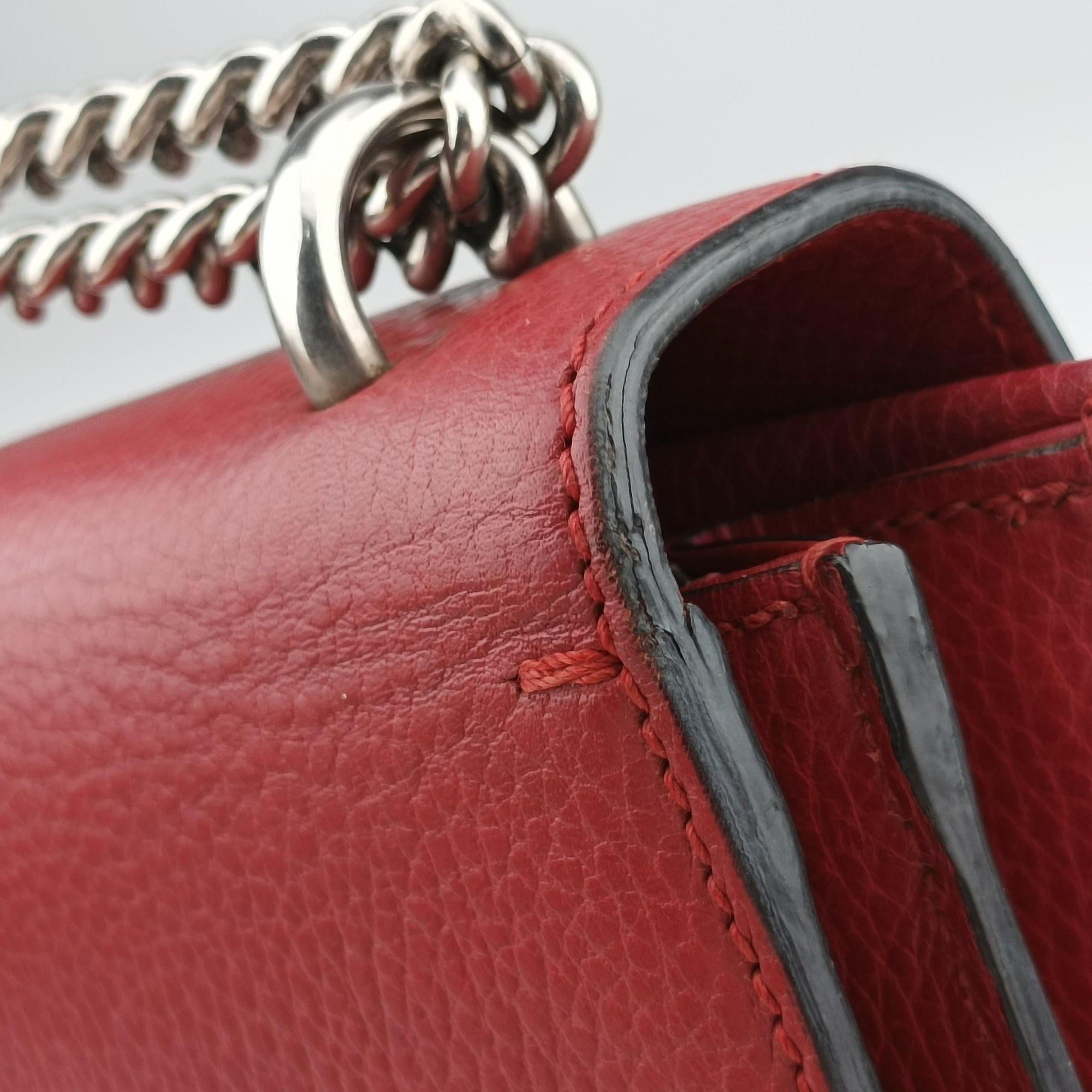 Pre-owned Gucci Dionysus Red Leather 400249 shoulderbag | stylenewstar