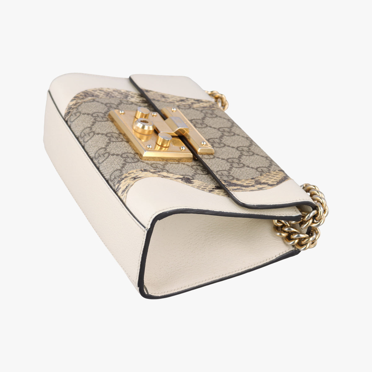 Secondhand Gucci Padlock Beige×White×Multi Leather × Coated Canvas × Snakeskin 432182 shoulderbag | stylenewstar