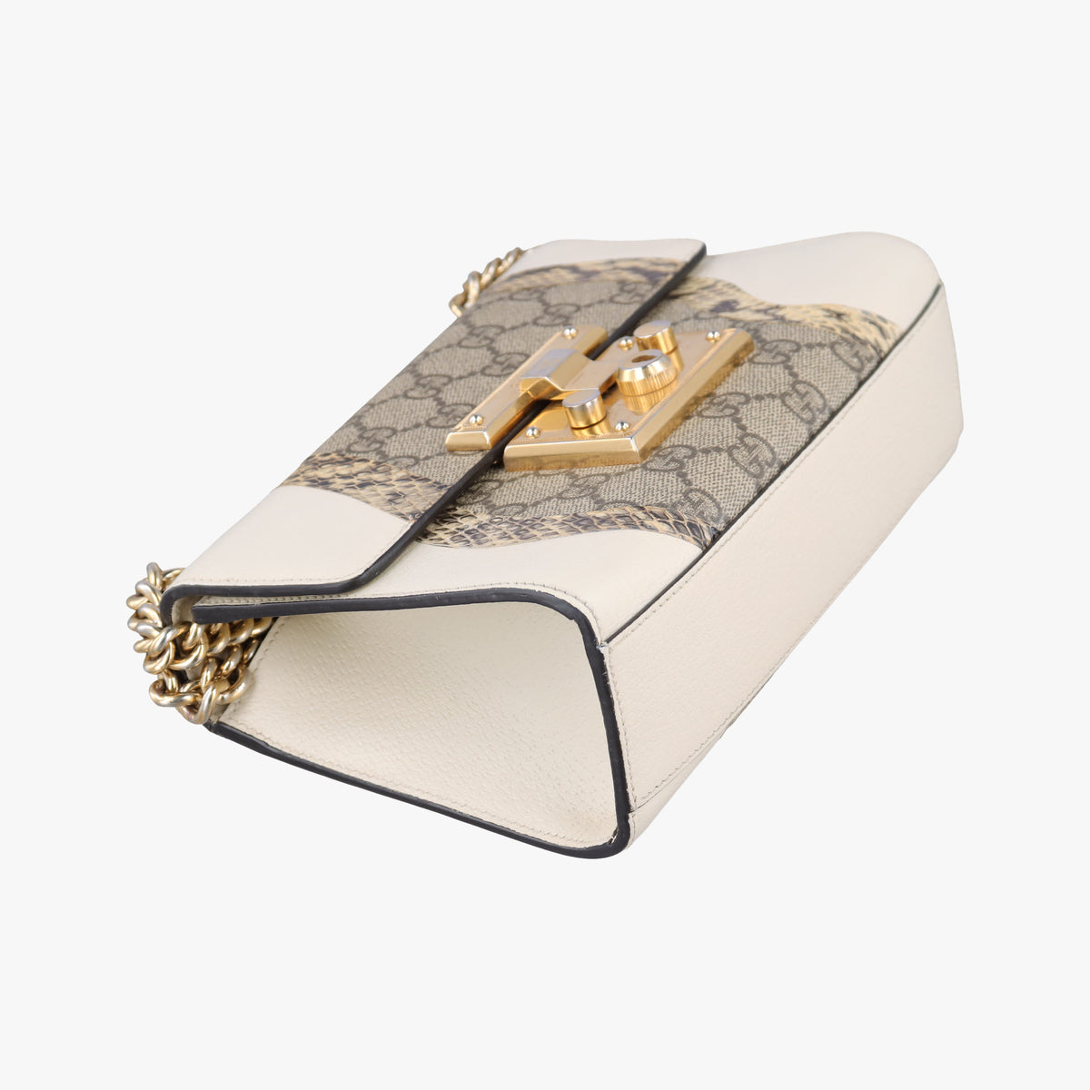 Secondhand Gucci Padlock Beige×White×Multi Leather × Coated Canvas × Snakeskin 432182 shoulderbag | stylenewstar