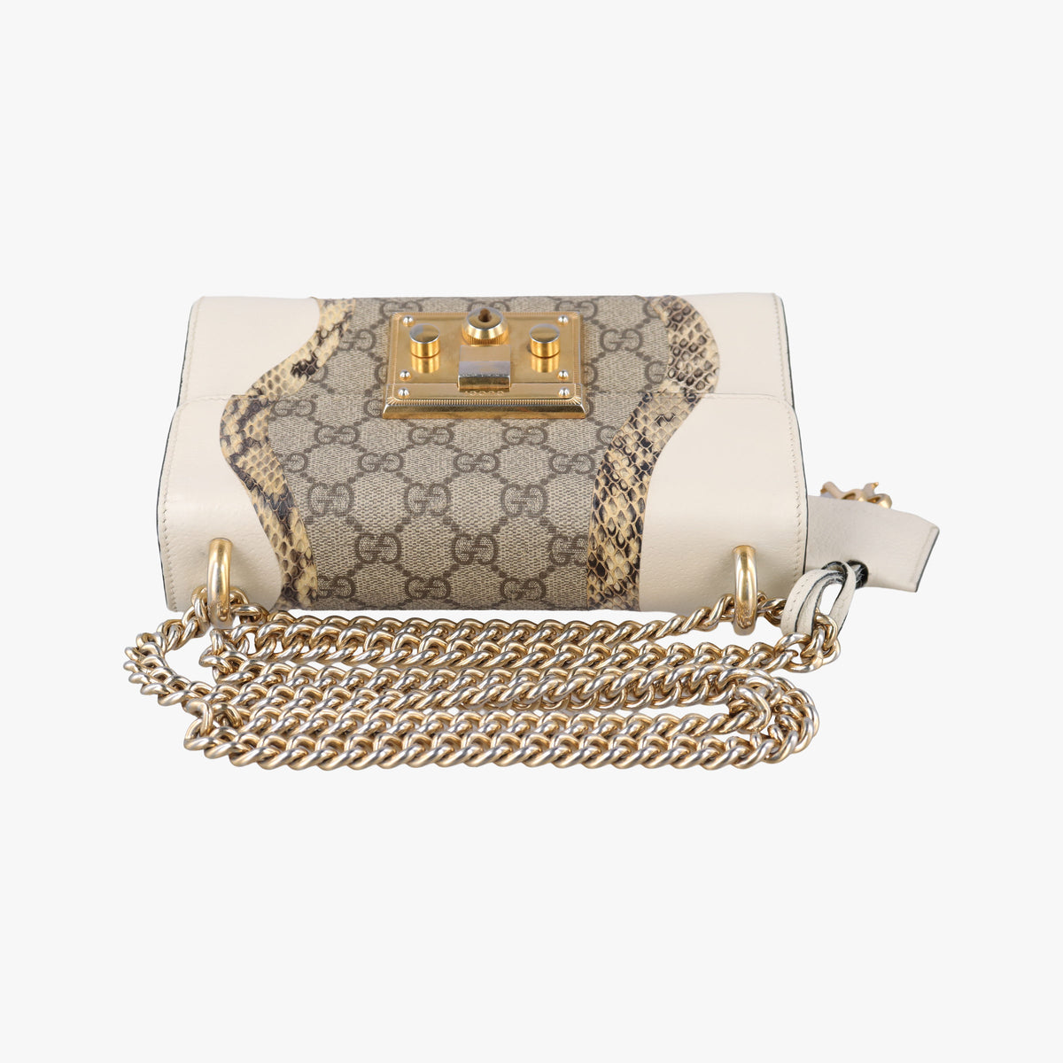 Secondhand Gucci Padlock Beige×White×Multi Leather × Coated Canvas × Snakeskin 432182 shoulderbag | stylenewstar