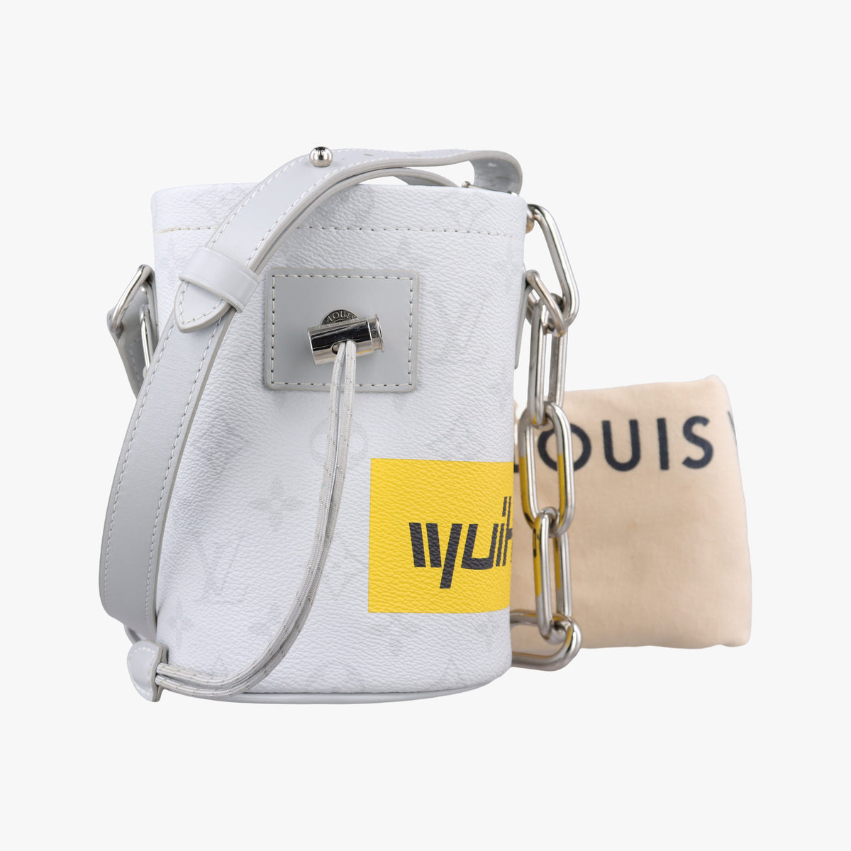 Pre-owned Louis Vuitton Logo Chalk Nano Bag BLANC Monogram Canvas M44631 shoulderbag | stylenewstar