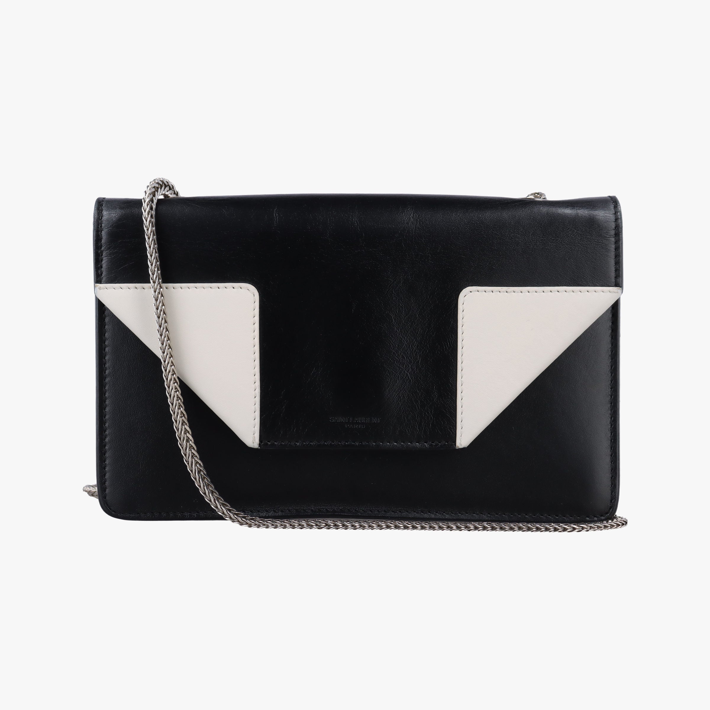 Pre-owned Yves Saint Laurent Small Betty Flap Black × White Leather 314516 shoulderbag | stylenewstar