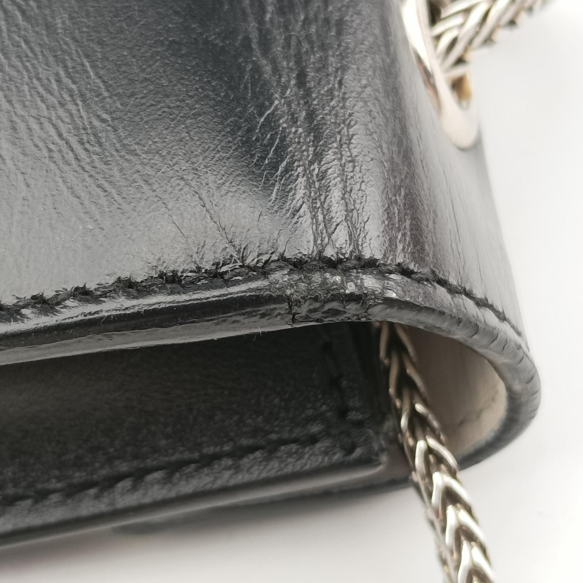 Pre-owned Yves Saint Laurent Small Betty Flap Black × White Leather 314516 shoulderbag | stylenewstar