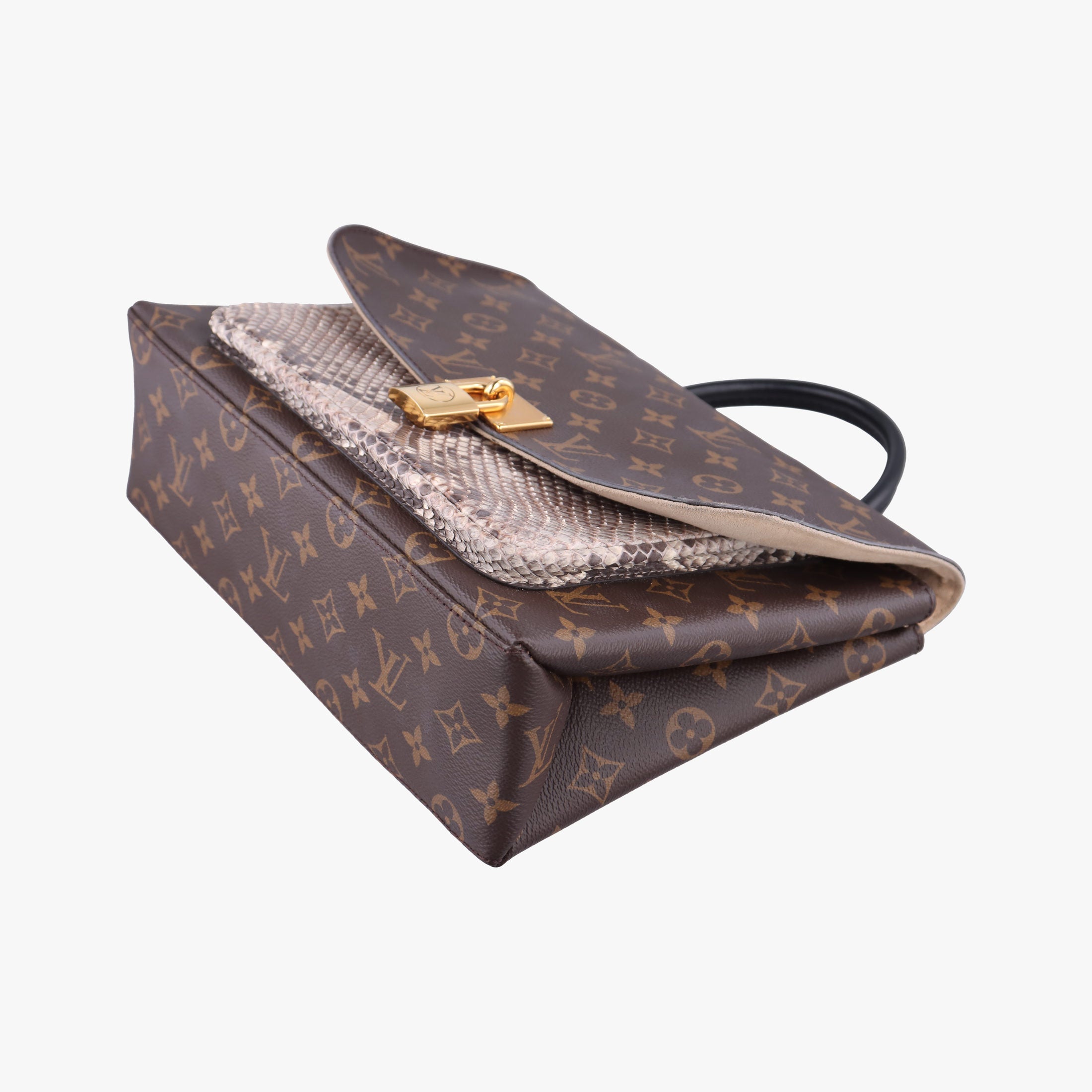 Secondhand Louis Vuitton MARIGNAN brown×Gray×Black Monogram Canvas×calf leather×Snake skin N95750 shoulderbag | stylenewstar