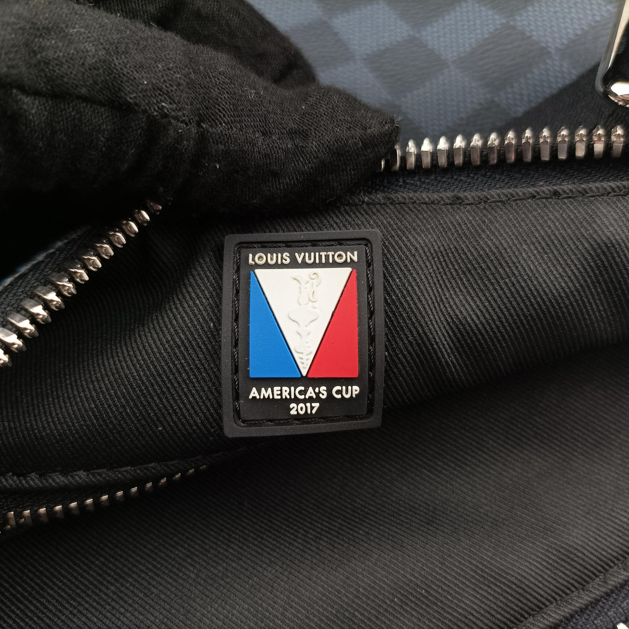 Pre-owned Louis Vuitton Mick PM America's Cup Limited Damier Cobalt × Tri-Color Coated Canvas × Leather N41639 shoulderbag | stylenewstar