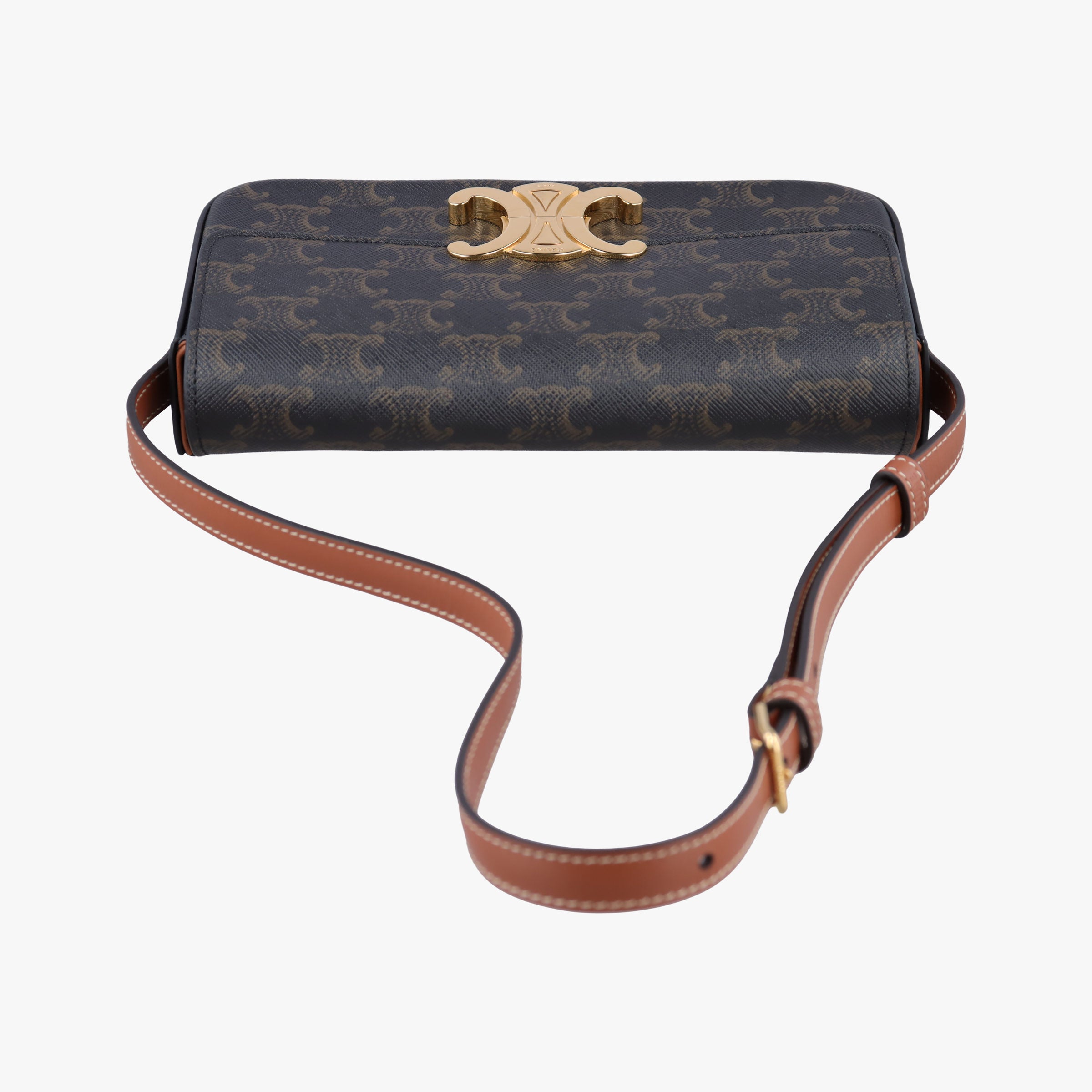 Pre-owned Celine TRIOMPHE Brown PVC coated canvas  shoulderbag | stylenewstar