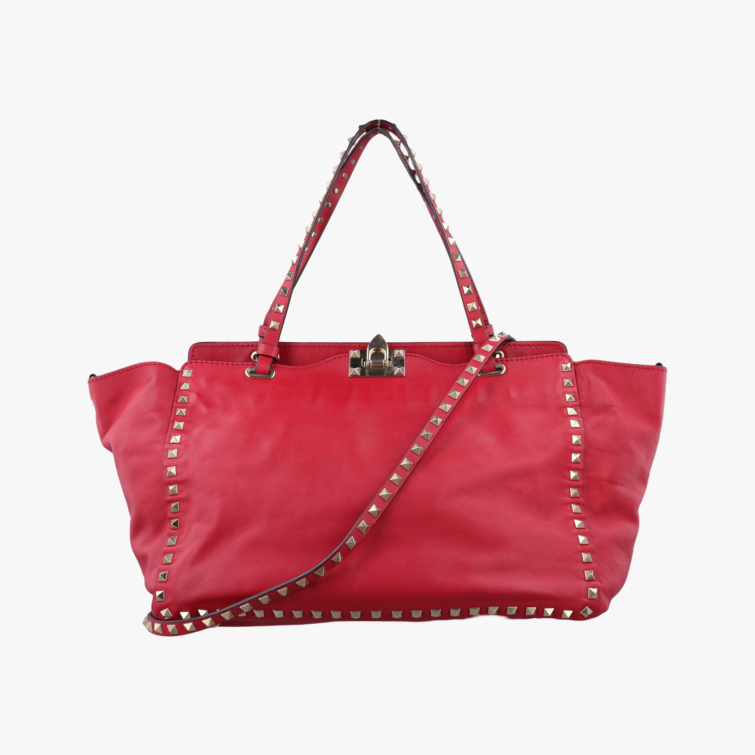 Pre-owned Valentino Rockstud Red Leather  shoulderbag | stylenewstar