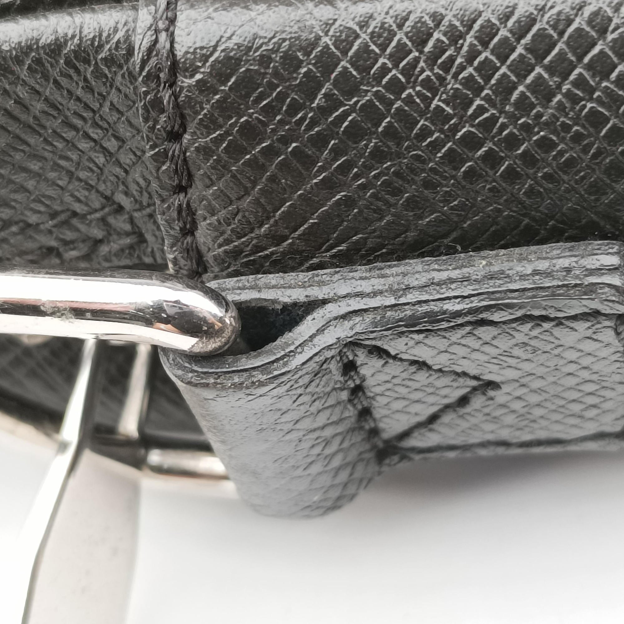 Pre-owned Louis Vuitton Porto Document Business MM Black Taiga M32721 handbag | stylenewstar