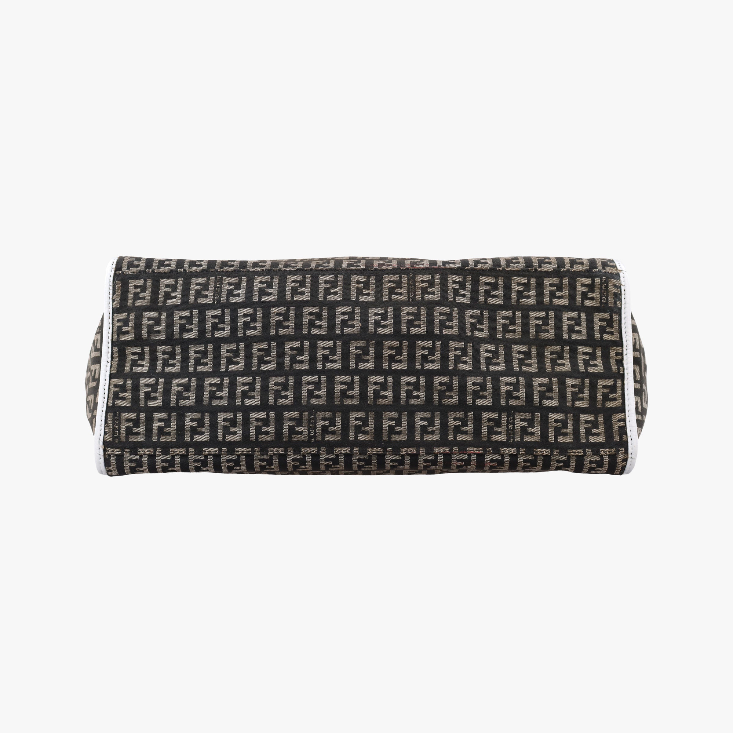 Pre-owned Fendi Zucca Pattern Tote Navy × White Canvas×Leather 8BH153 handbag | stylenewstar