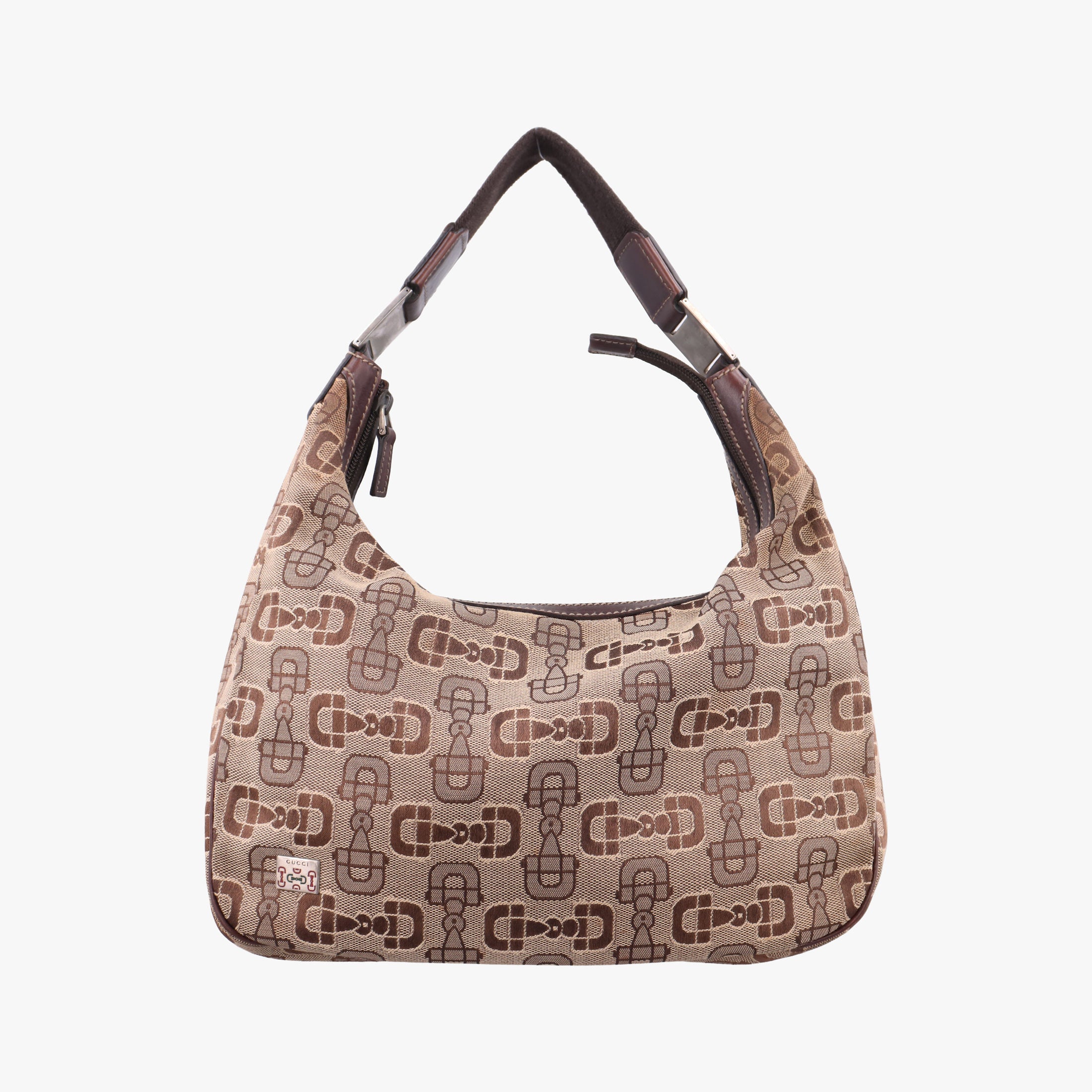 Pre-owned Gucci Horsebit print hobo Brown Canvas×Leather 211524 handbag | stylenewstar