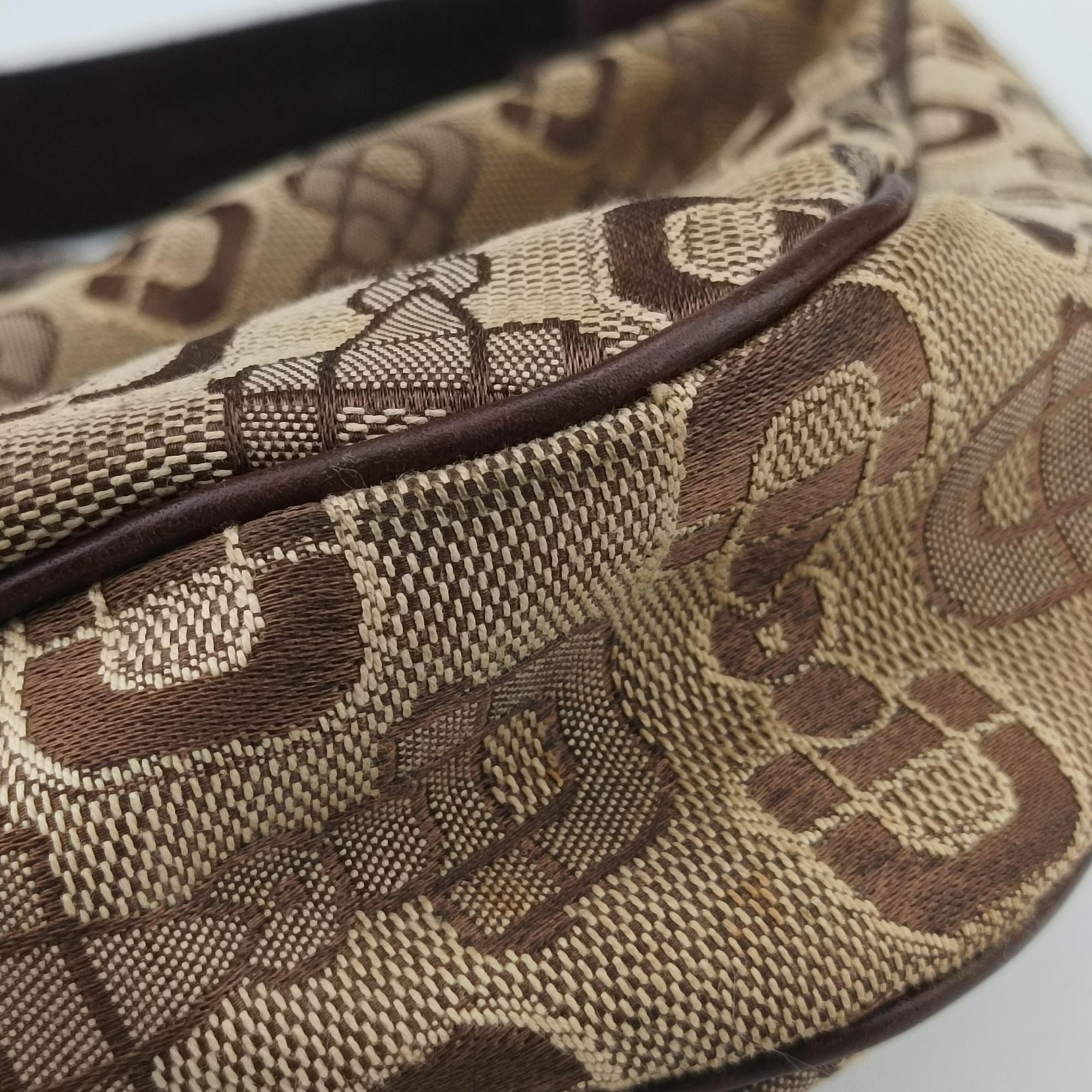 Pre-owned Gucci Horsebit print hobo Brown Canvas×Leather 211524 handbag | stylenewstar