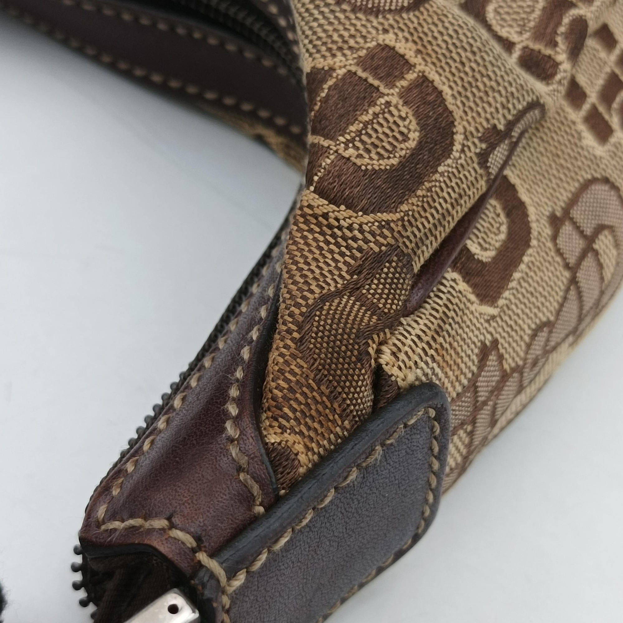 Pre-owned Gucci Horsebit print hobo Brown Canvas×Leather 211524 handbag | stylenewstar