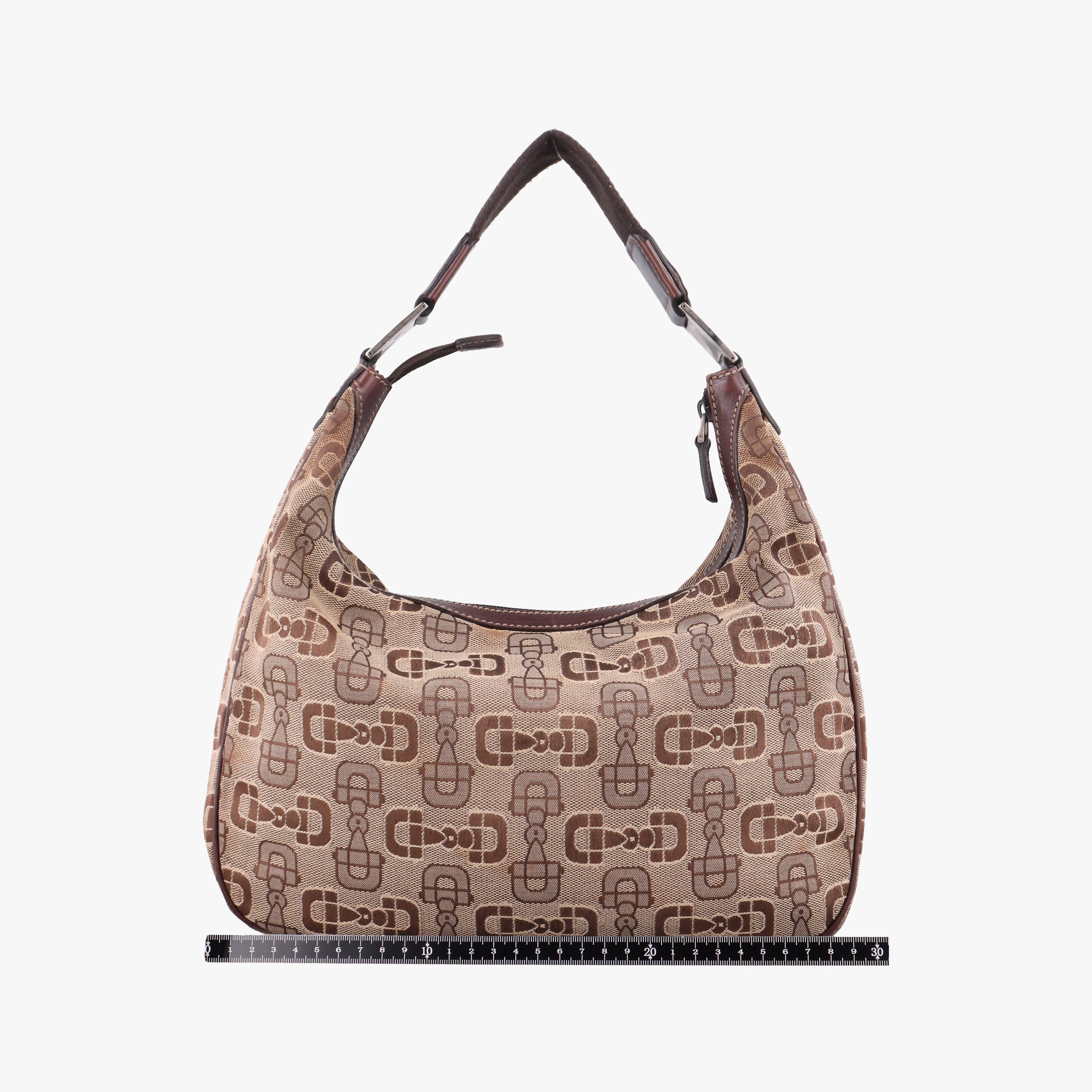 Pre-owned Gucci Horsebit print hobo Brown Canvas×Leather 211524 handbag | stylenewstar