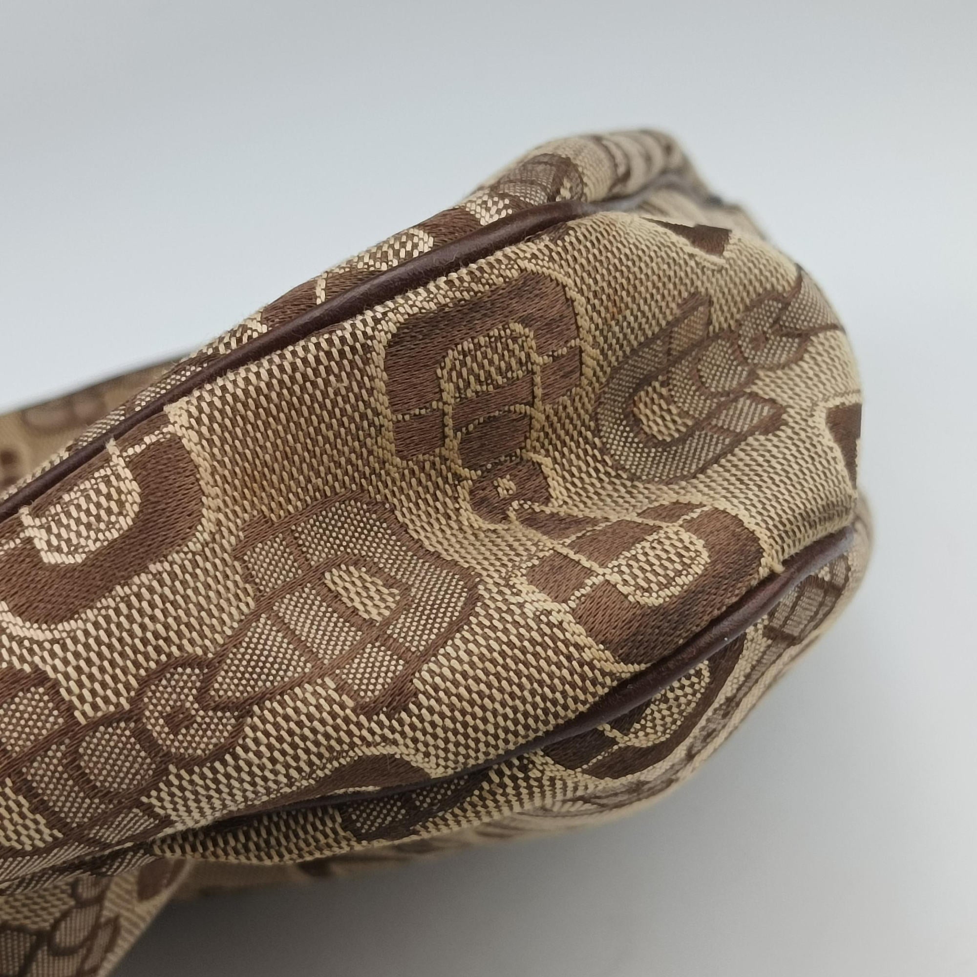 Pre-owned Gucci Horsebit print hobo Brown Canvas×Leather 211524 handbag | stylenewstar