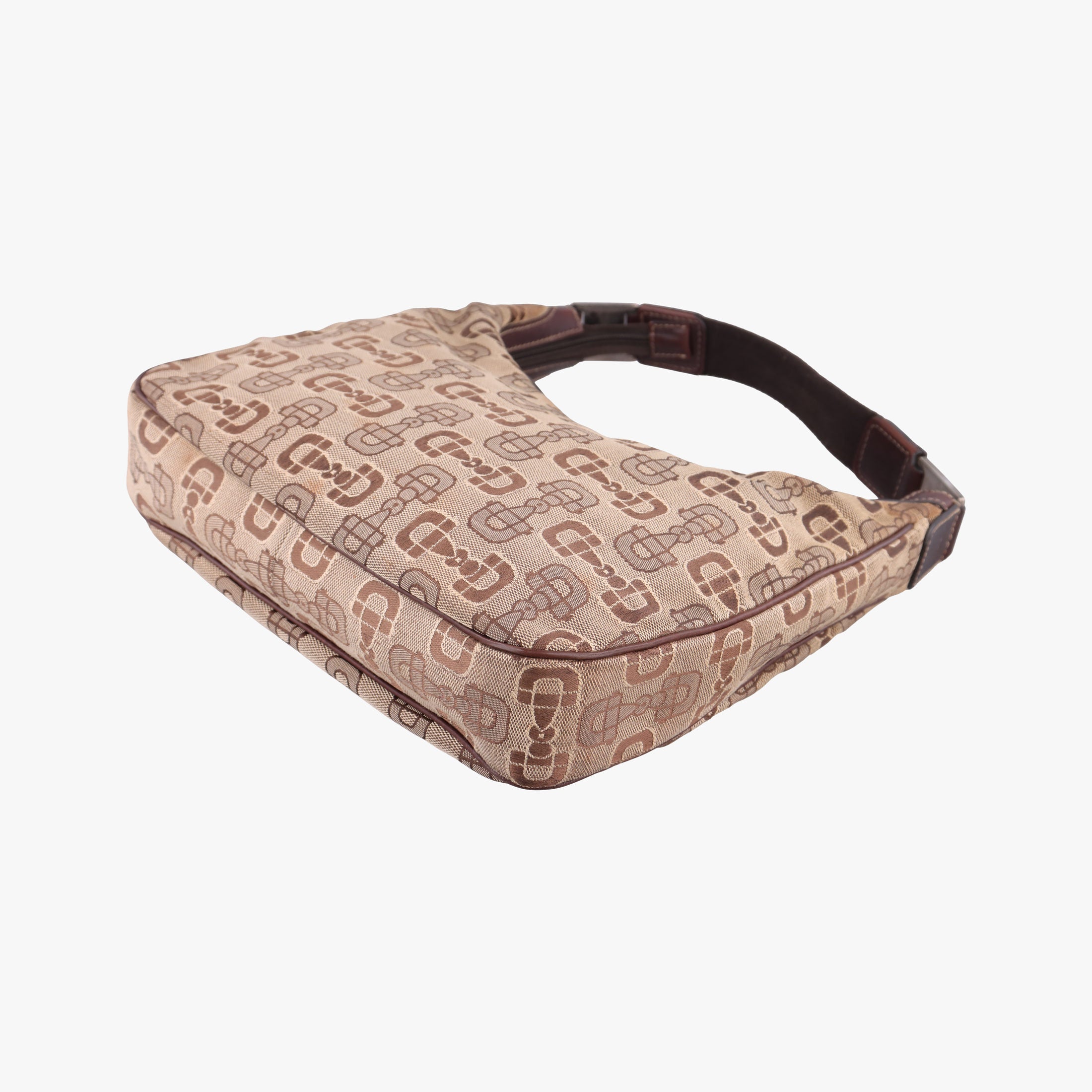 Pre-owned Gucci Horsebit print hobo Brown Canvas×Leather 211524 handbag | stylenewstar