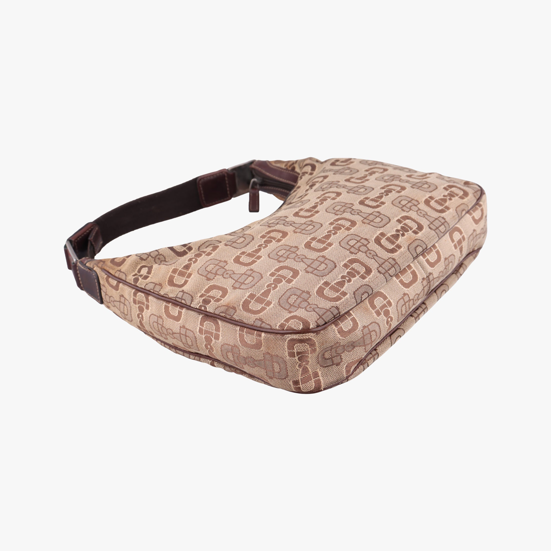 Pre-owned Gucci Horsebit print hobo Brown Canvas×Leather 211524 handbag | stylenewstar