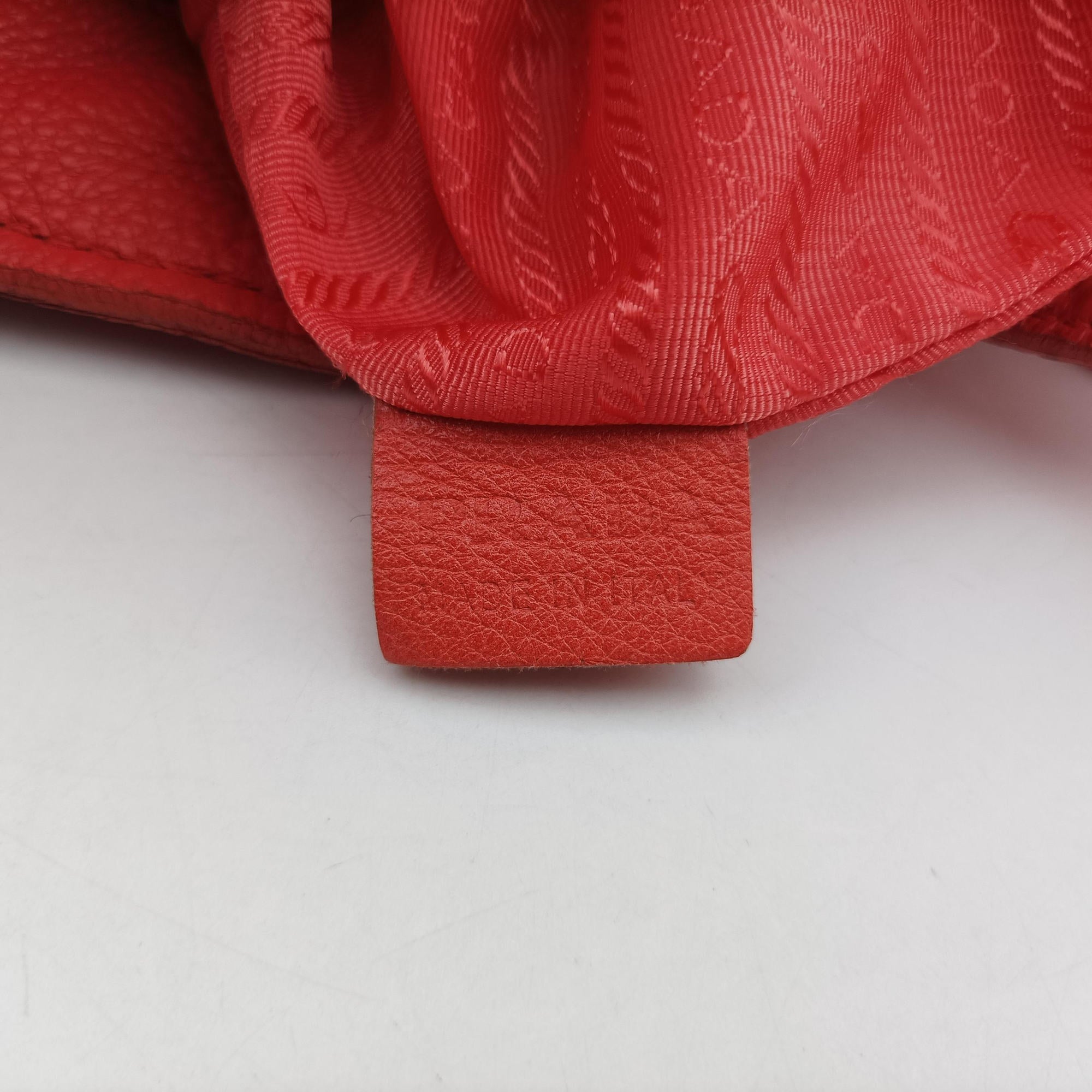 Pre-owned Prada Turquoise New Look Panier Red Leather  shoulderbag | stylenewstar