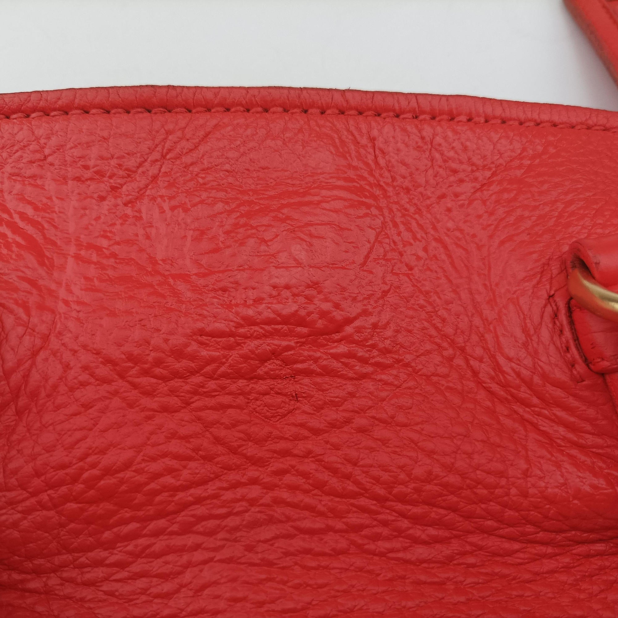 Pre-owned Prada Turquoise New Look Panier Red Leather  shoulderbag | stylenewstar