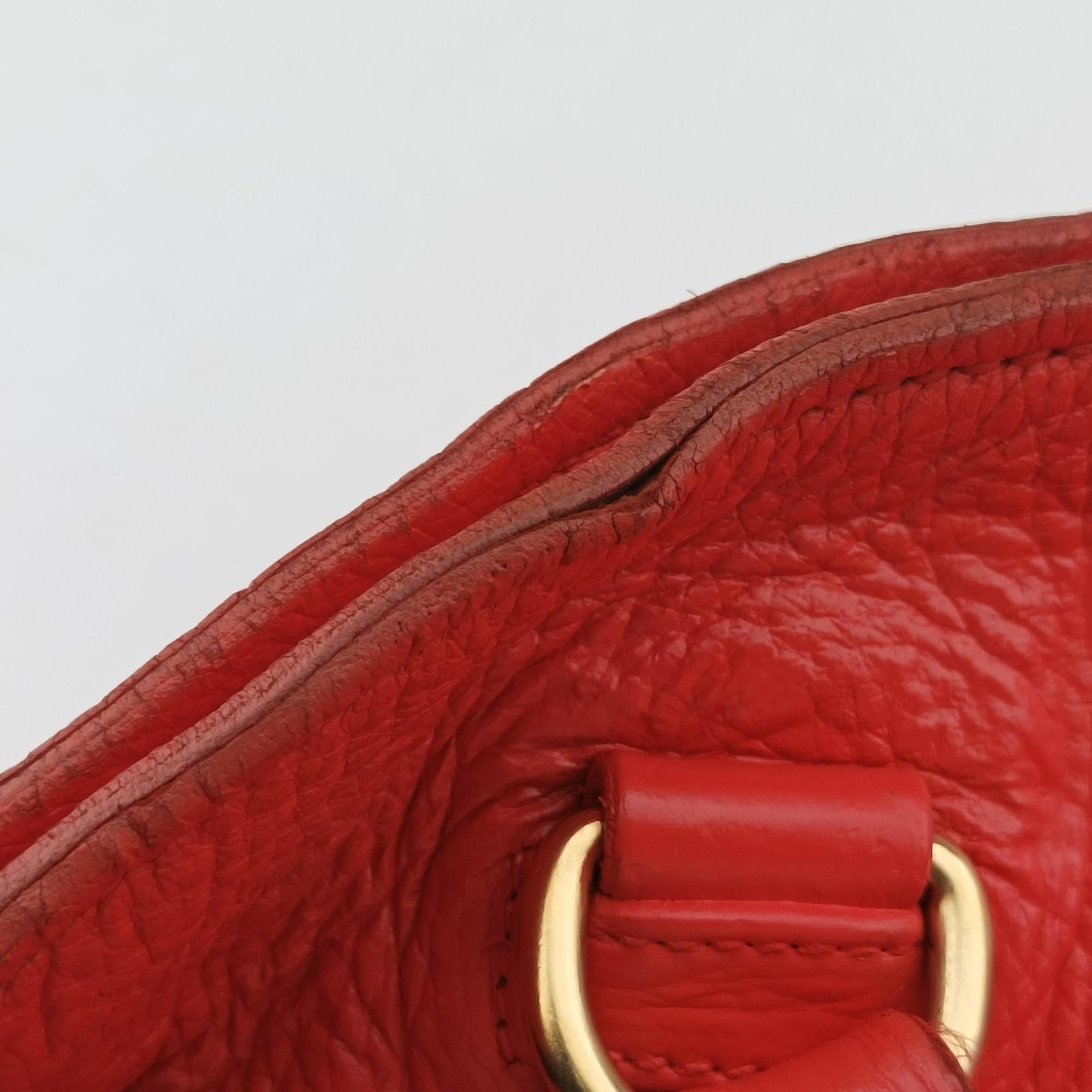 Pre-owned Prada Turquoise New Look Panier Red Leather  shoulderbag | stylenewstar