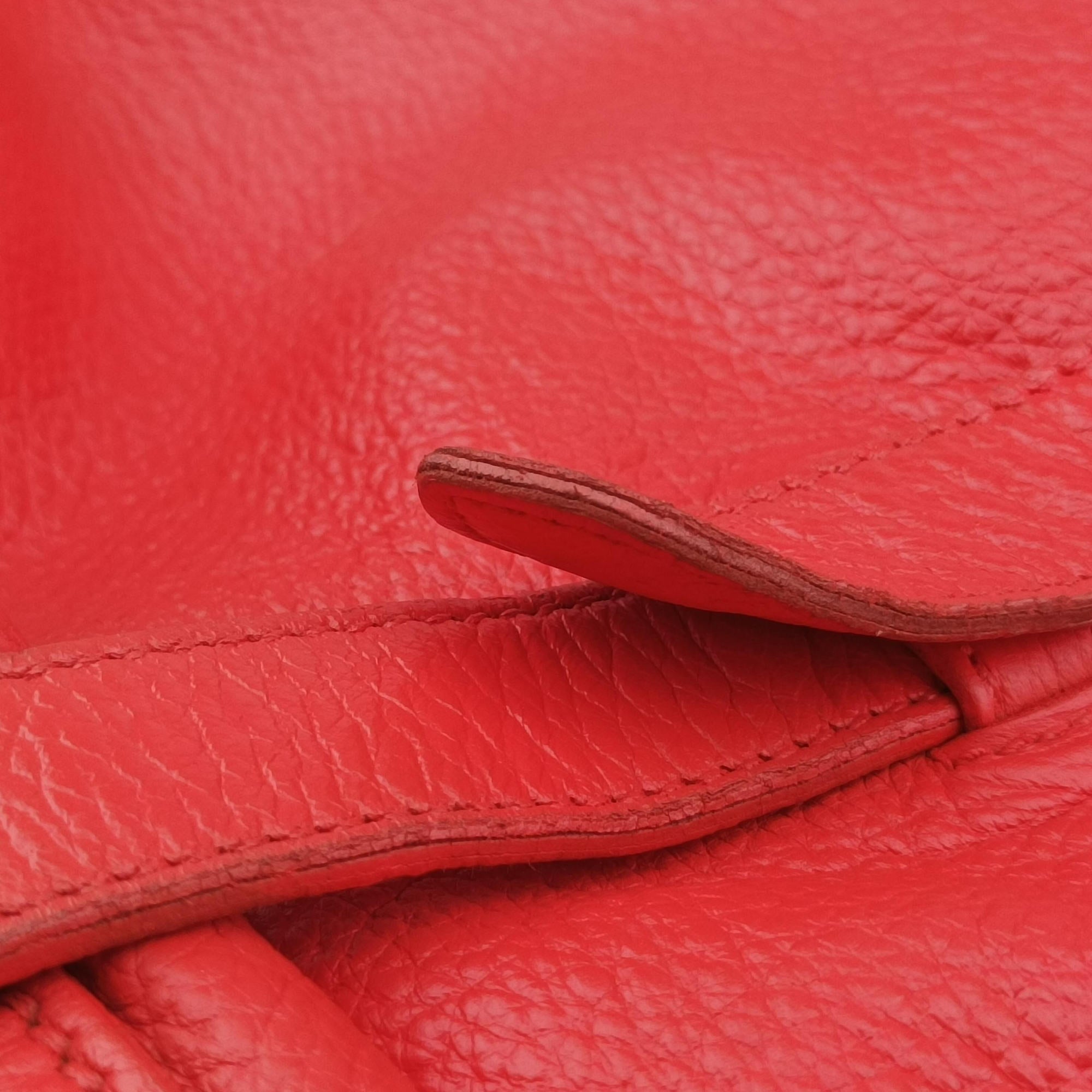 Pre-owned Prada Turquoise New Look Panier Red Leather  shoulderbag | stylenewstar