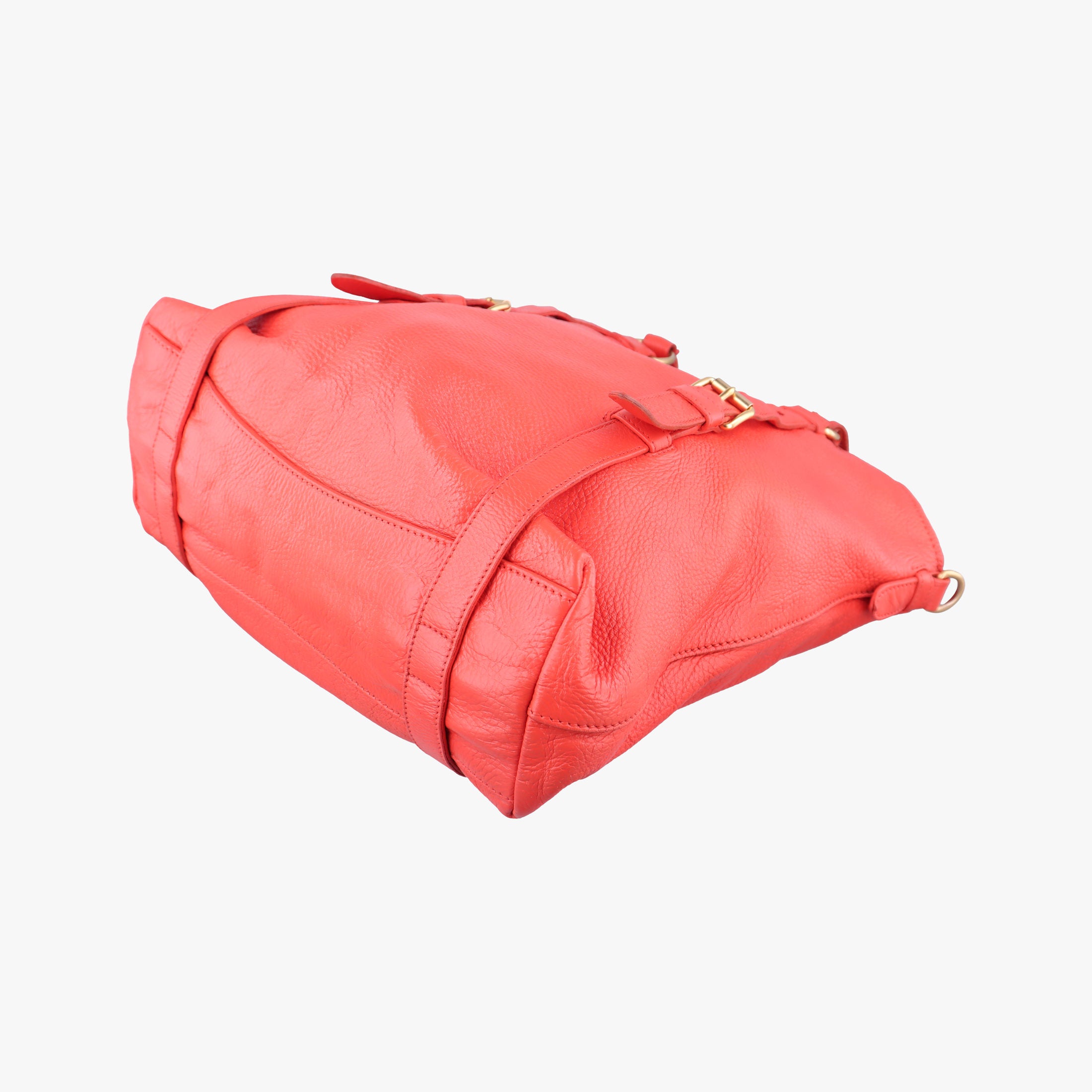 Pre-owned Prada Turquoise New Look Panier Red Leather  shoulderbag | stylenewstar