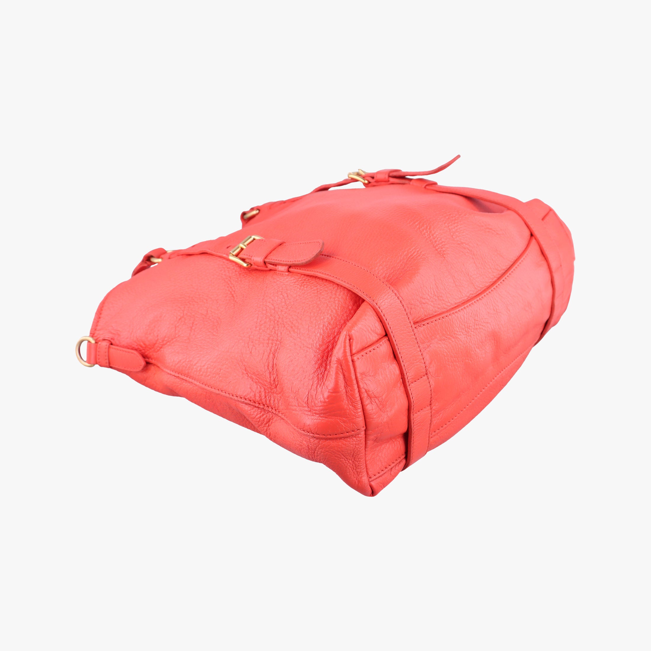 Pre-owned Prada Turquoise New Look Panier Red Leather  shoulderbag | stylenewstar