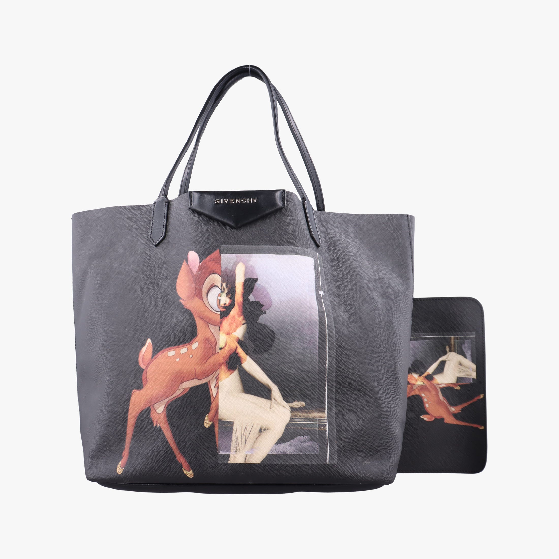 Vintage Givenchy Bambi Print Antigona tote Black Leather  handbag | stylenewstar