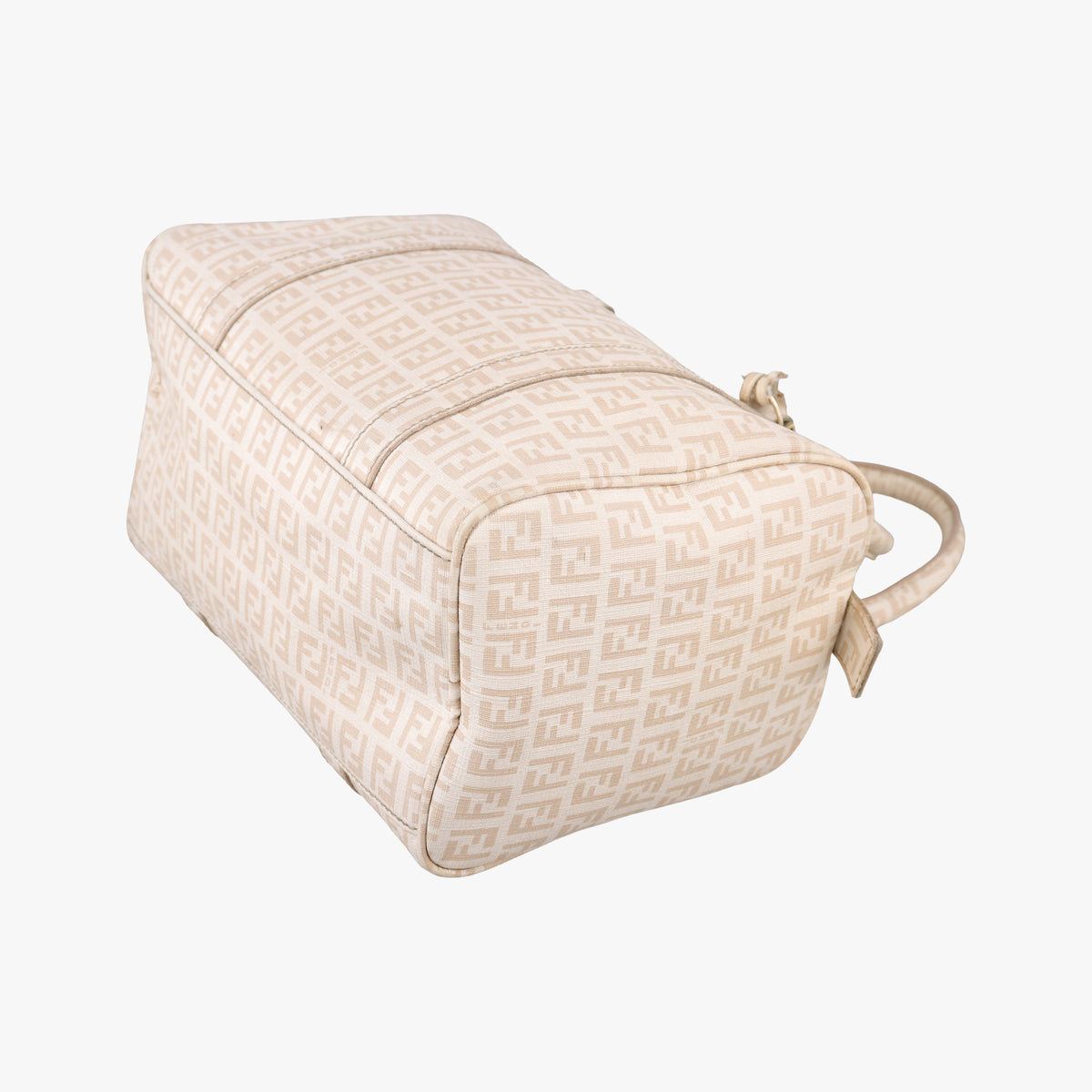 Pre-owned Fendi Zucchino boston Beige PVC coated canvas 8BE068 handbag | stylenewstar