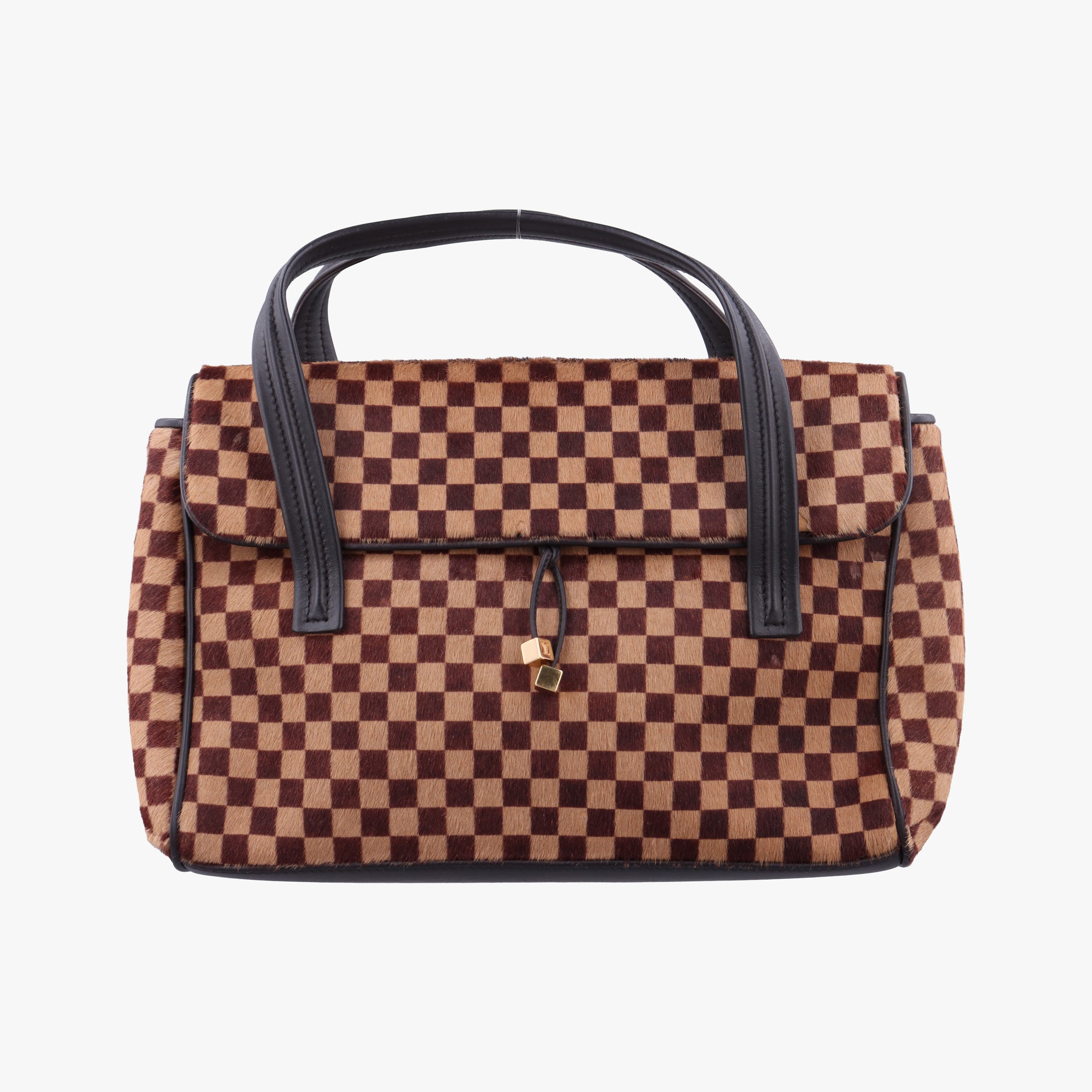 Pre-owned Louis Vuitton Lion Damier Sauvage Brown × Ebene × Checkerboard Pony Hair × Calf Leather M92131 handbag | stylenewstar