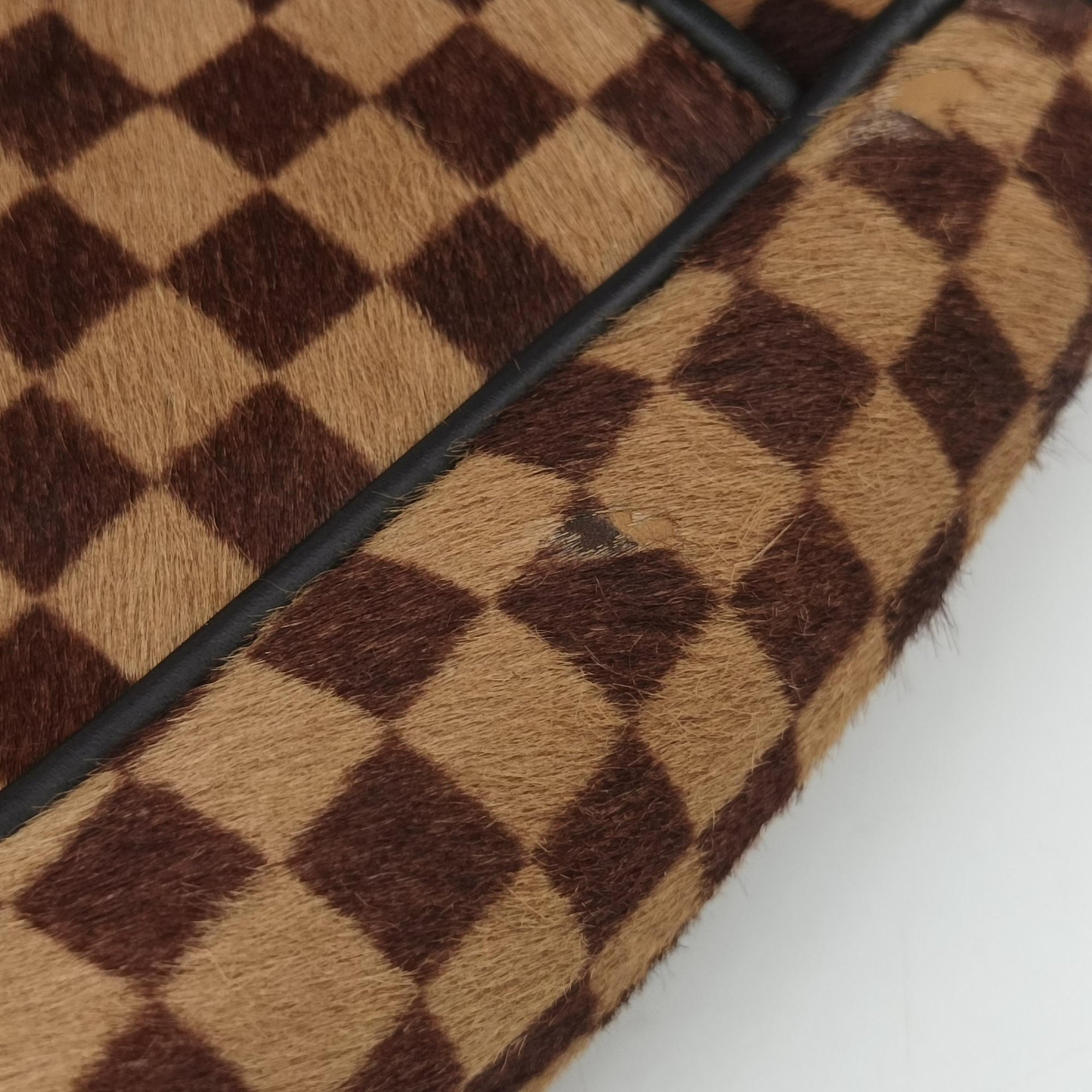 Pre-owned Louis Vuitton Lion Damier Sauvage Brown × Ebene × Checkerboard Pony Hair × Calf Leather M92131 handbag | stylenewstar