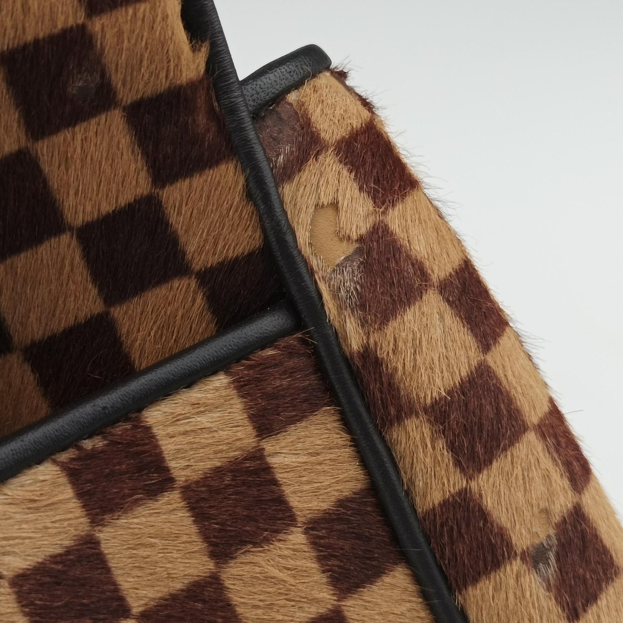 Pre-owned Louis Vuitton Lion Damier Sauvage Brown × Ebene × Checkerboard Pony Hair × Calf Leather M92131 handbag | stylenewstar