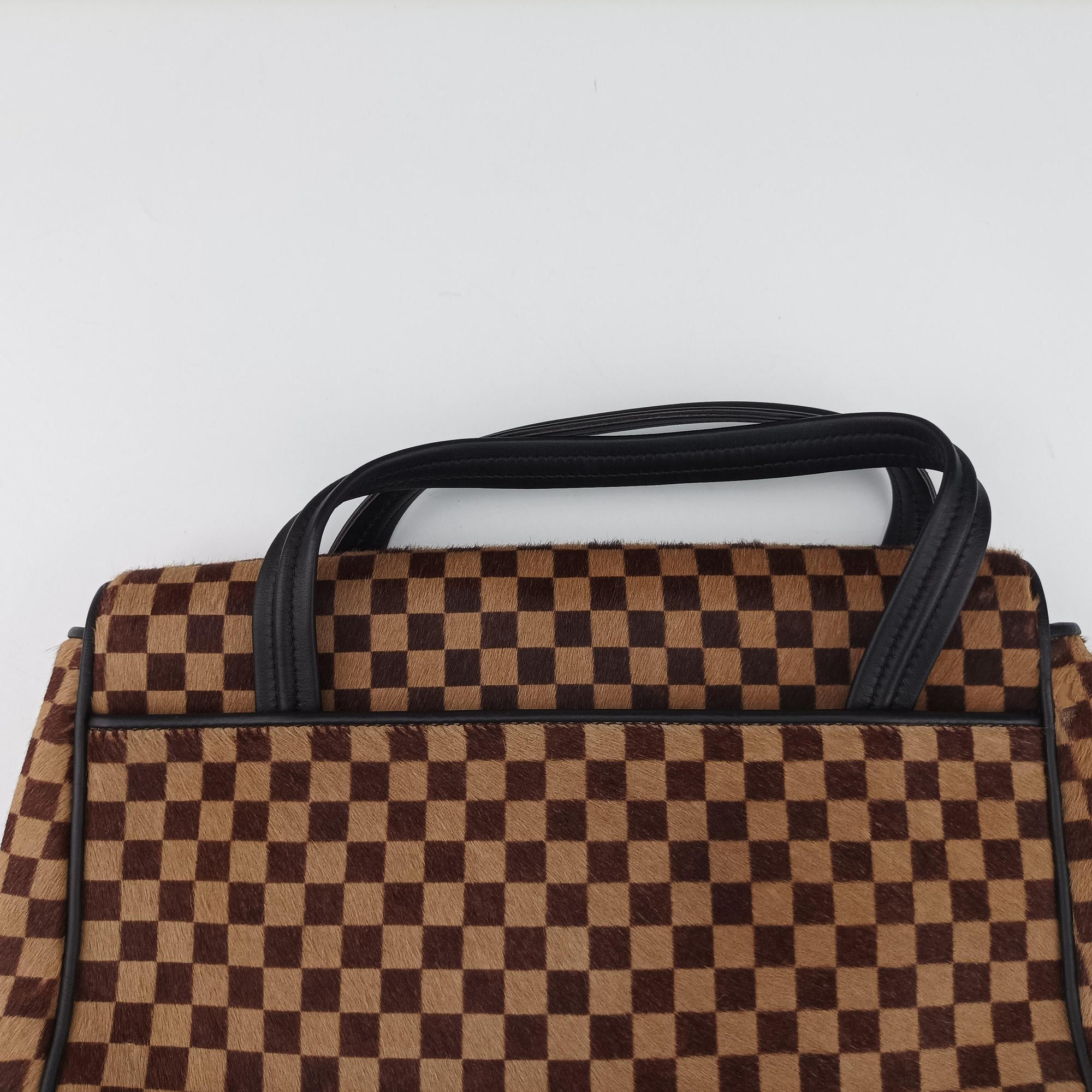 Pre-owned Louis Vuitton Lion Damier Sauvage Brown × Ebene × Checkerboard Pony Hair × Calf Leather M92131 handbag | stylenewstar