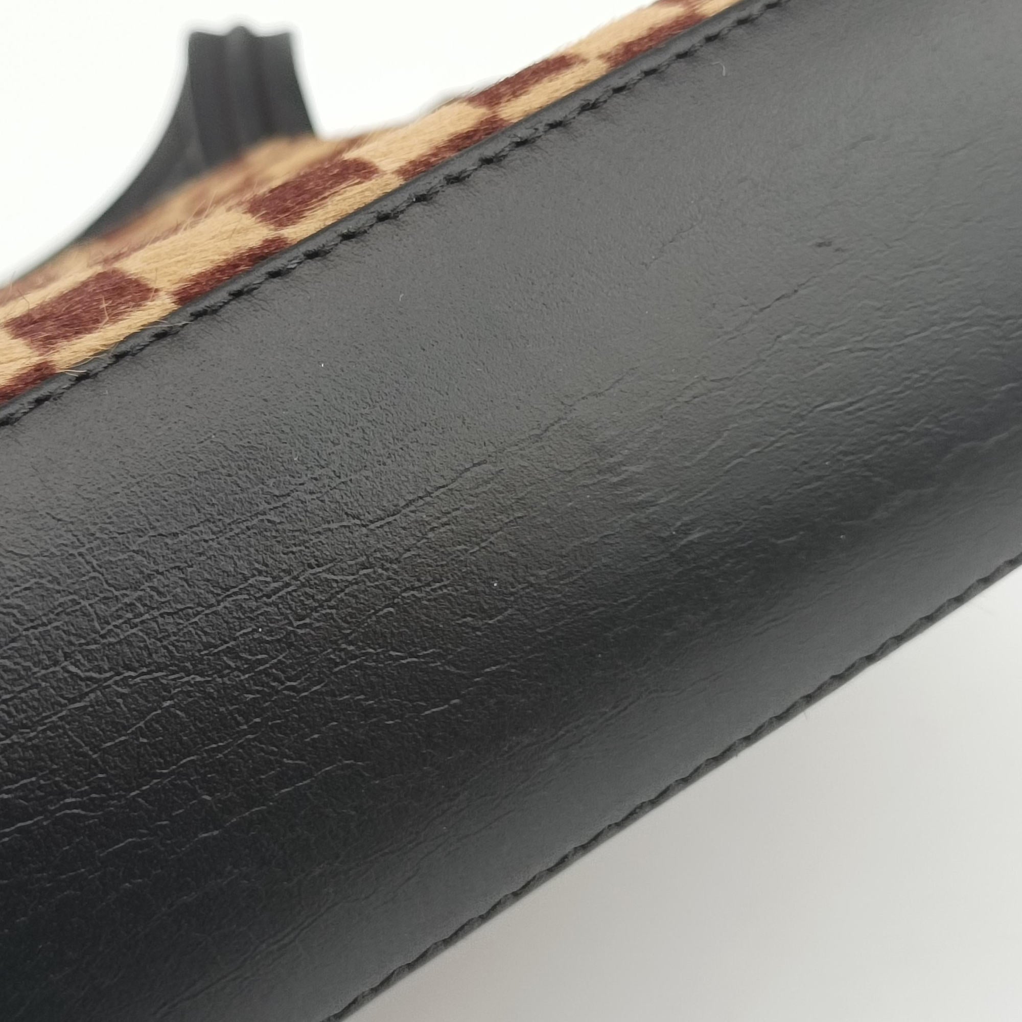 Pre-owned Louis Vuitton Lion Damier Sauvage Brown × Ebene × Checkerboard Pony Hair × Calf Leather M92131 handbag | stylenewstar