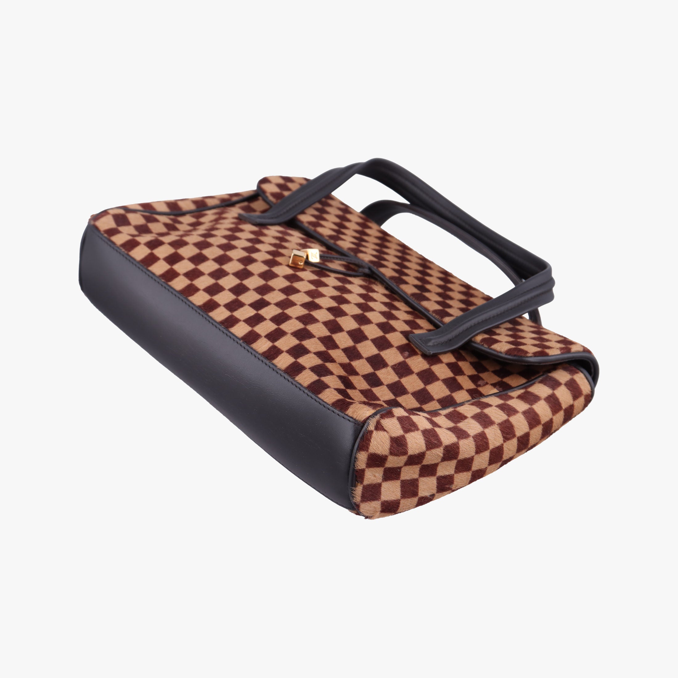 Pre-owned Louis Vuitton Lion Damier Sauvage Brown × Ebene × Checkerboard Pony Hair × Calf Leather M92131 handbag | stylenewstar
