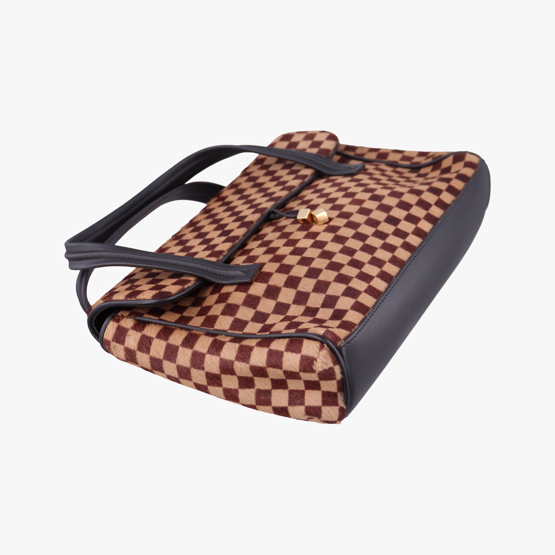Pre-owned Louis Vuitton Lion Damier Sauvage Brown × Ebene × Checkerboard Pony Hair × Calf Leather M92131 handbag | stylenewstar