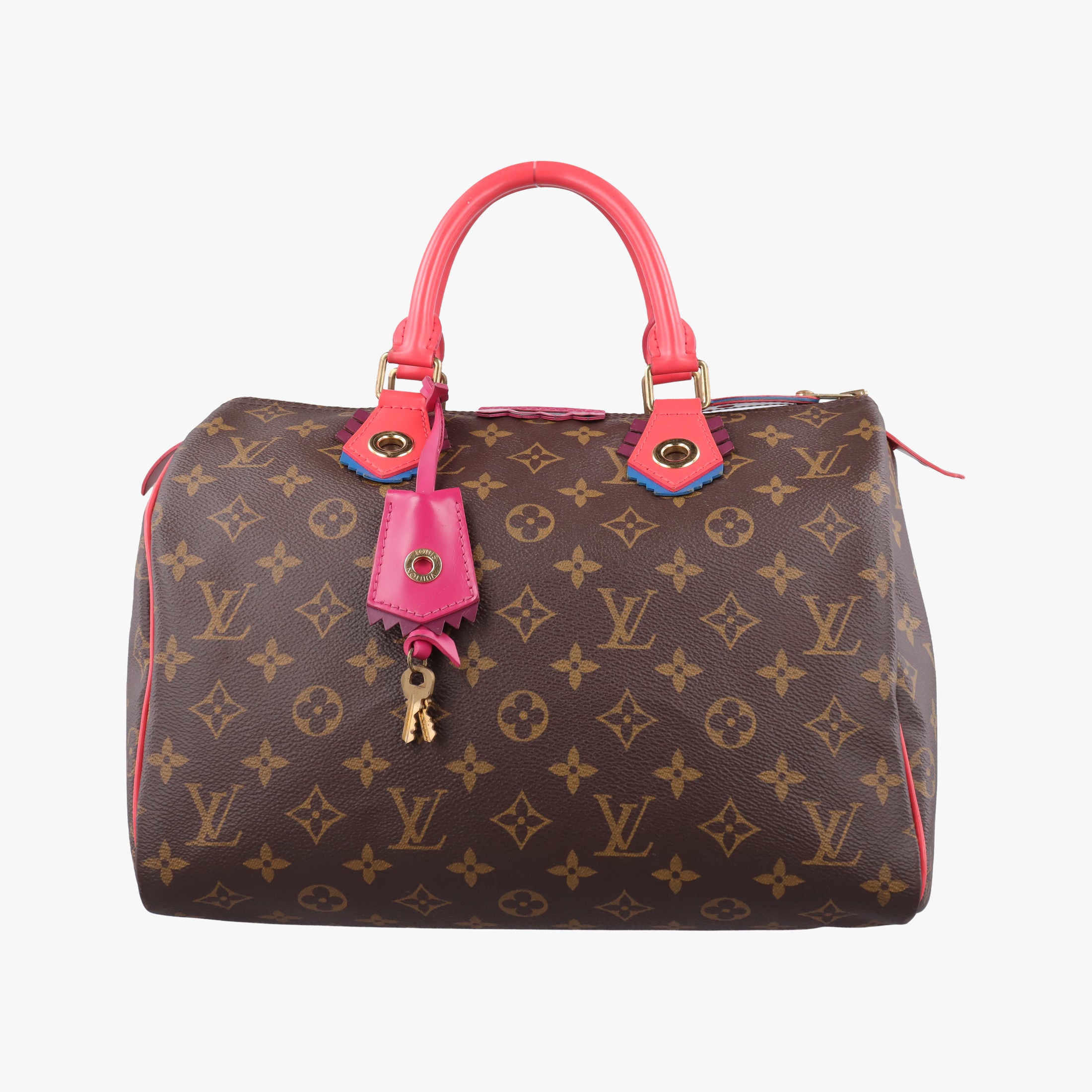 Pre-owned Louis Vuitton SPEEDY30 brown×Flamingo Monogram Totem M41665 handbag | stylenewstar