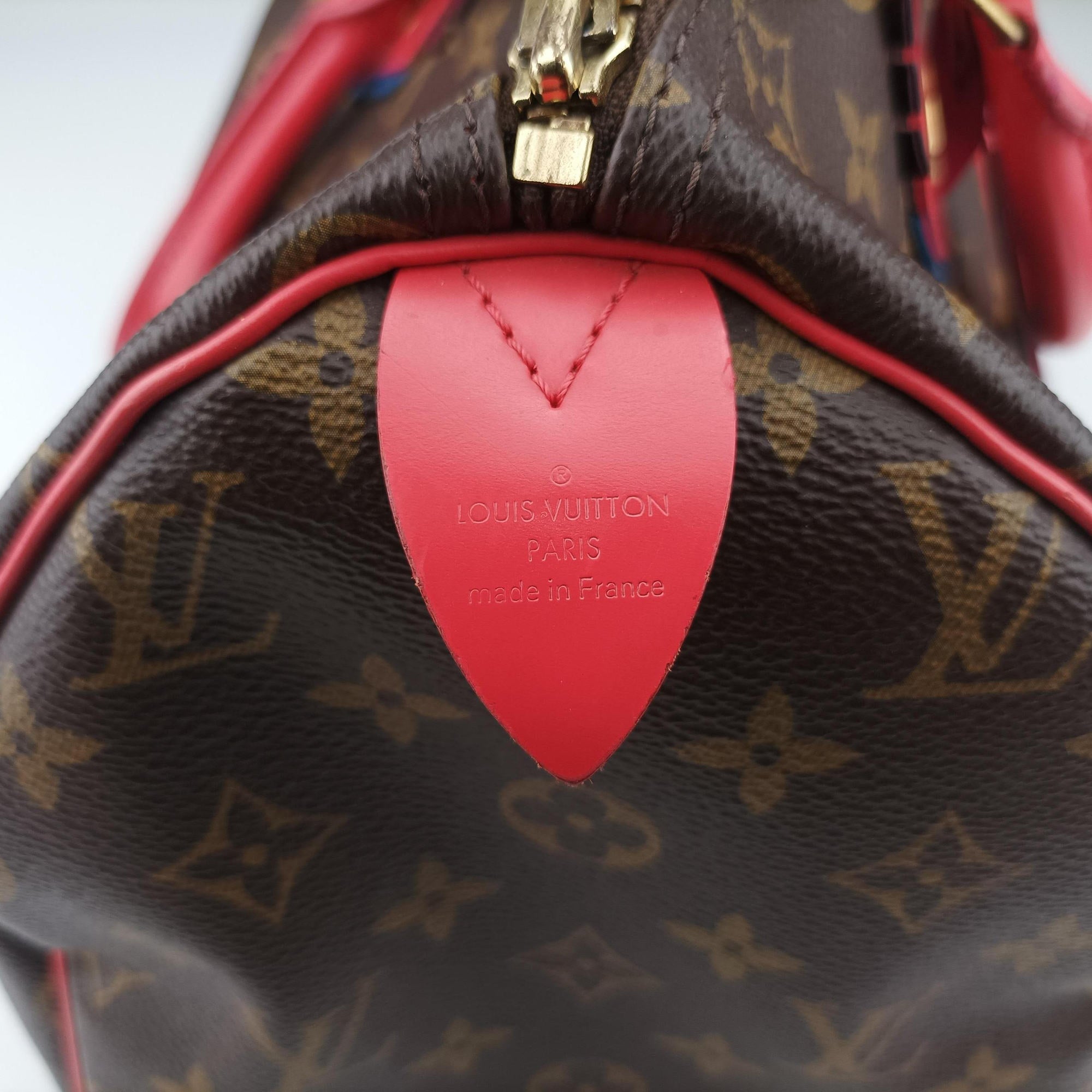 Pre-owned Louis Vuitton SPEEDY30 brown×Flamingo Monogram Totem M41665 handbag | stylenewstar