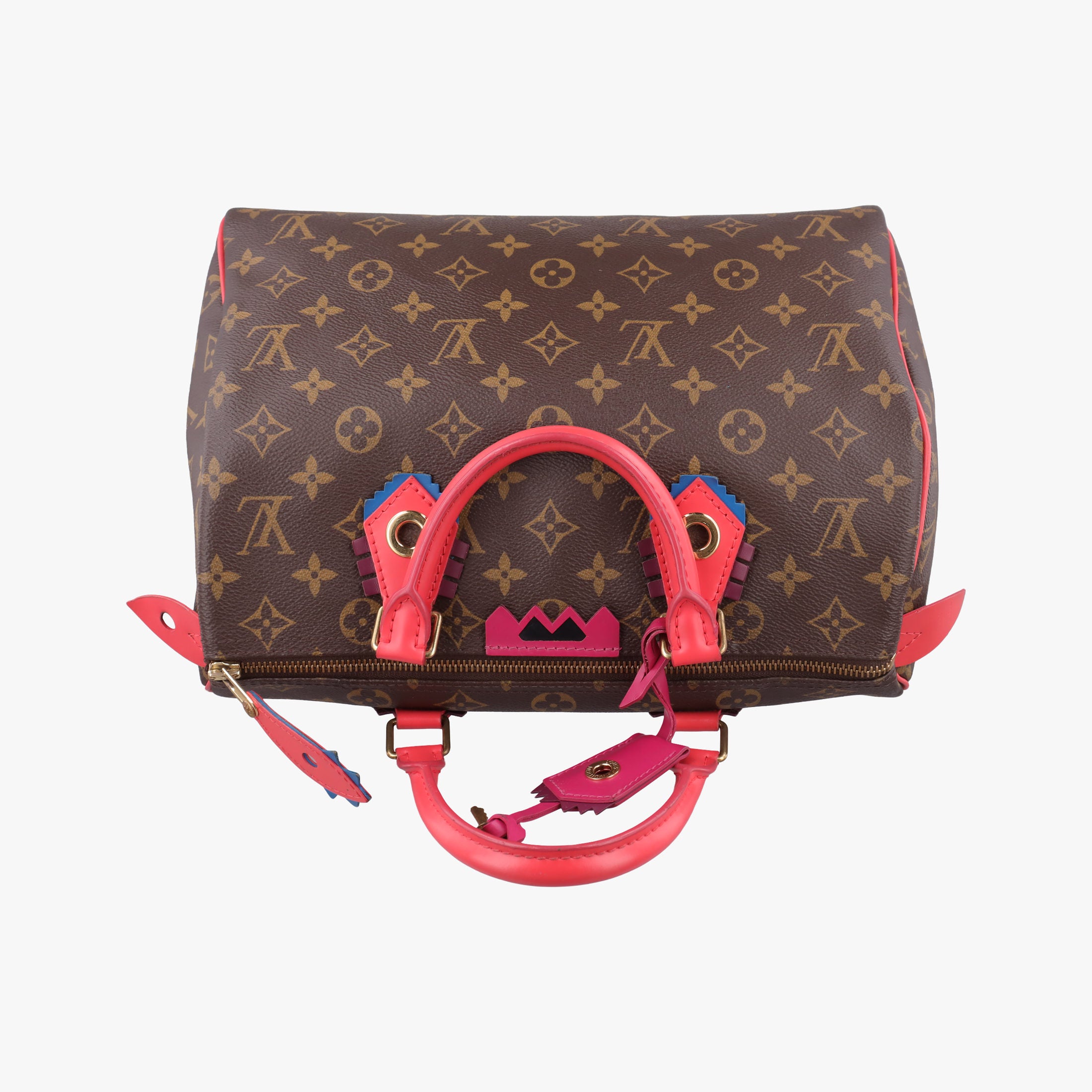 Pre-owned Louis Vuitton SPEEDY30 brown×Flamingo Monogram Totem M41665 handbag | stylenewstar