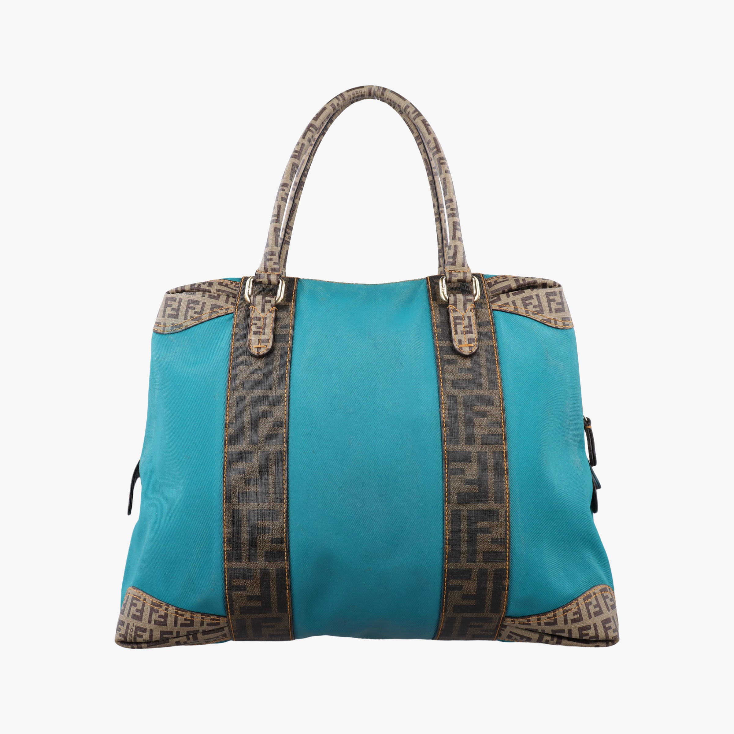 Secondhand Fendi Zucca Zucchino Mixed Brown×Blue PVC coated canvas 8BL096 handbag | stylenewstar