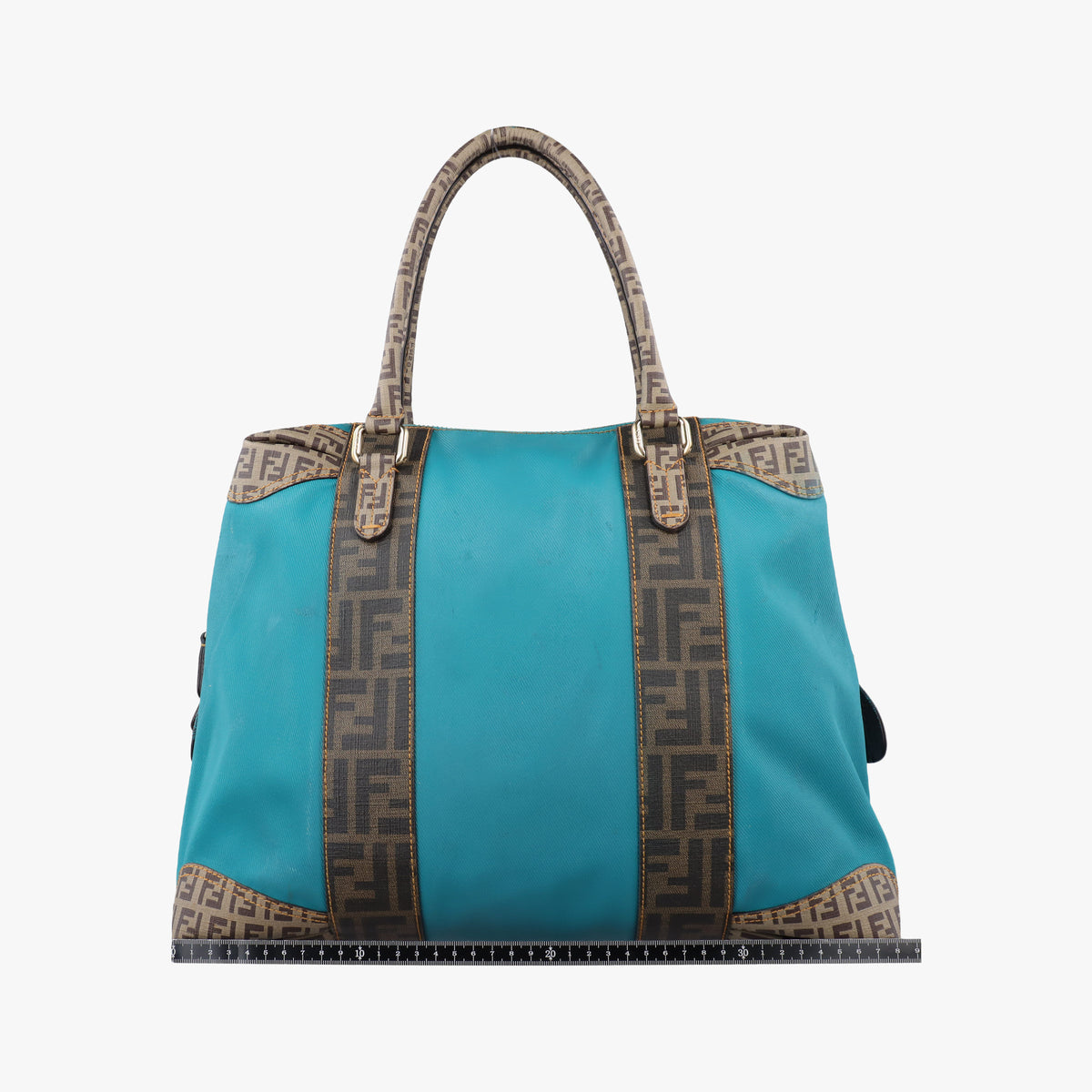 Secondhand Fendi Zucca Zucchino Mixed Brown×Blue PVC coated canvas 8BL096 handbag | stylenewstar