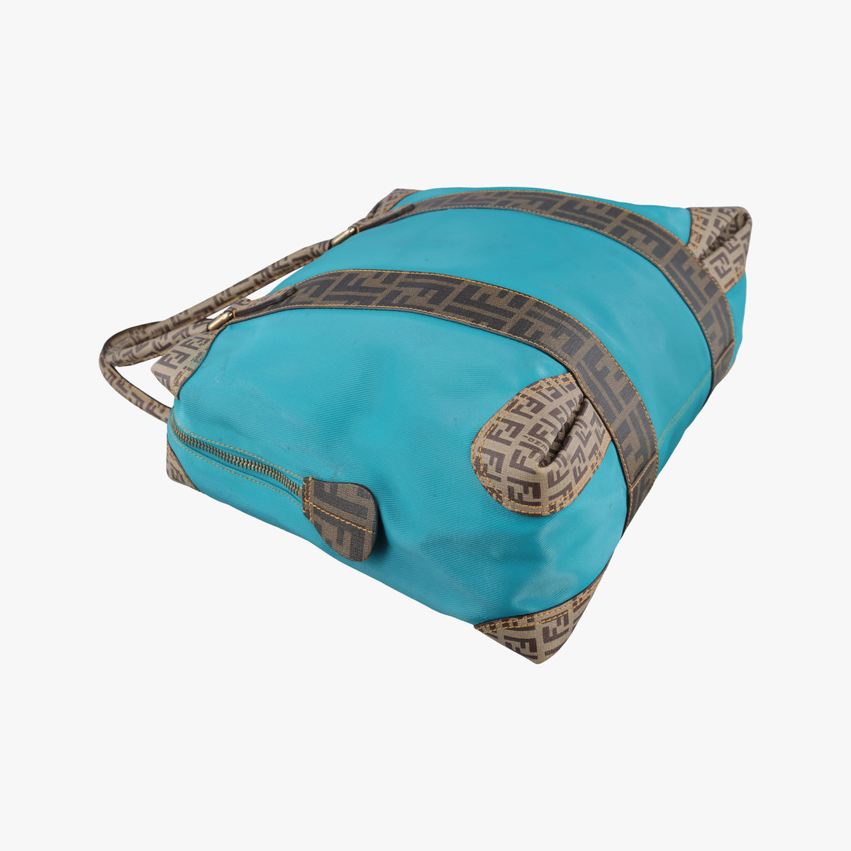 Secondhand Fendi Zucca Zucchino Mixed Brown×Blue PVC coated canvas 8BL096 handbag | stylenewstar