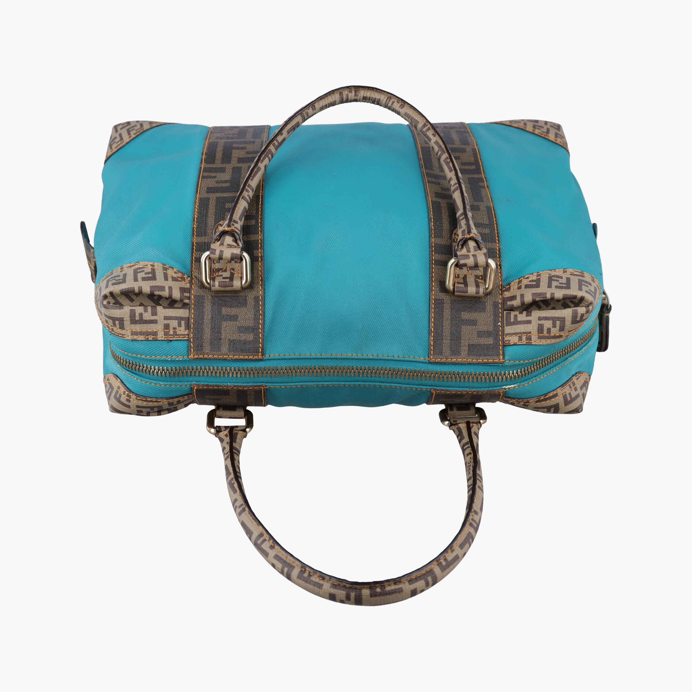 Secondhand Fendi Zucca Zucchino Mixed Brown×Blue PVC coated canvas 8BL096 handbag | stylenewstar