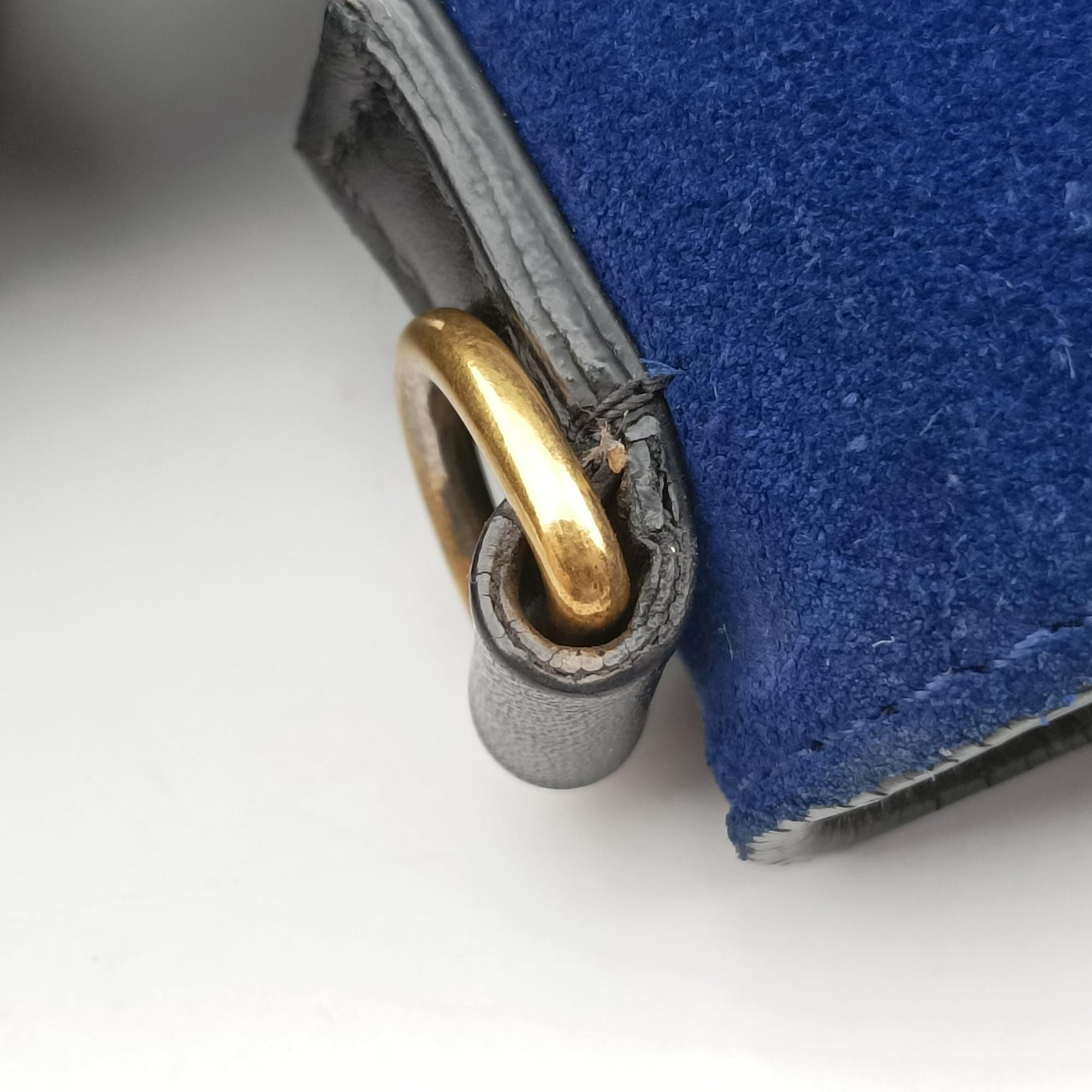 Vintage Celine Luggage Mini Shopper Beige×black×blue Suede × leather  shoulderbag | stylenewstar