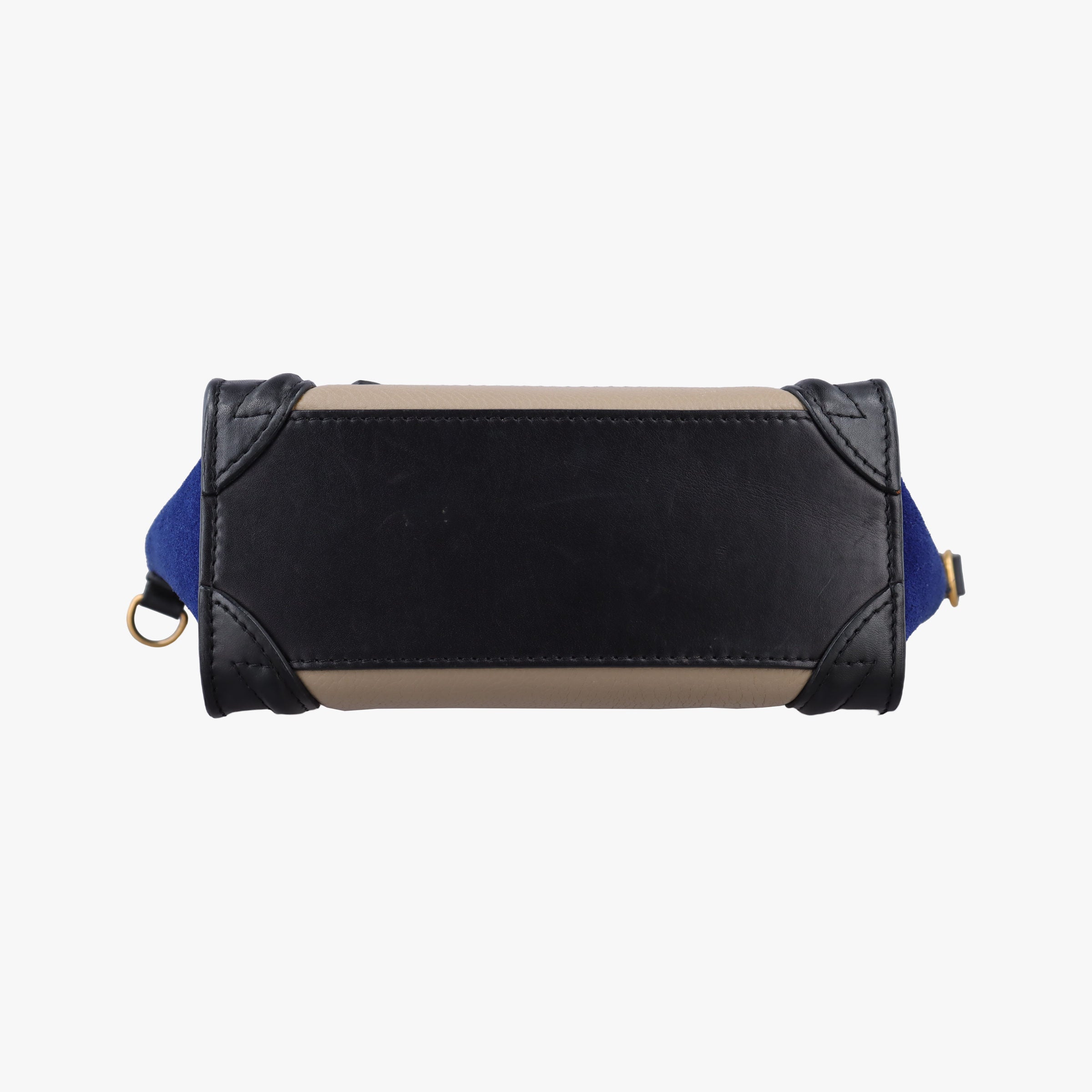 Vintage Celine Luggage Mini Shopper Beige×black×blue Suede × leather  shoulderbag | stylenewstar
