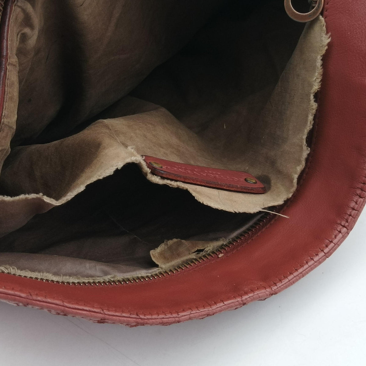 Pre-owned Bottega Veneta Intrecciato Red lambskin  shoulderbag | stylenewstar