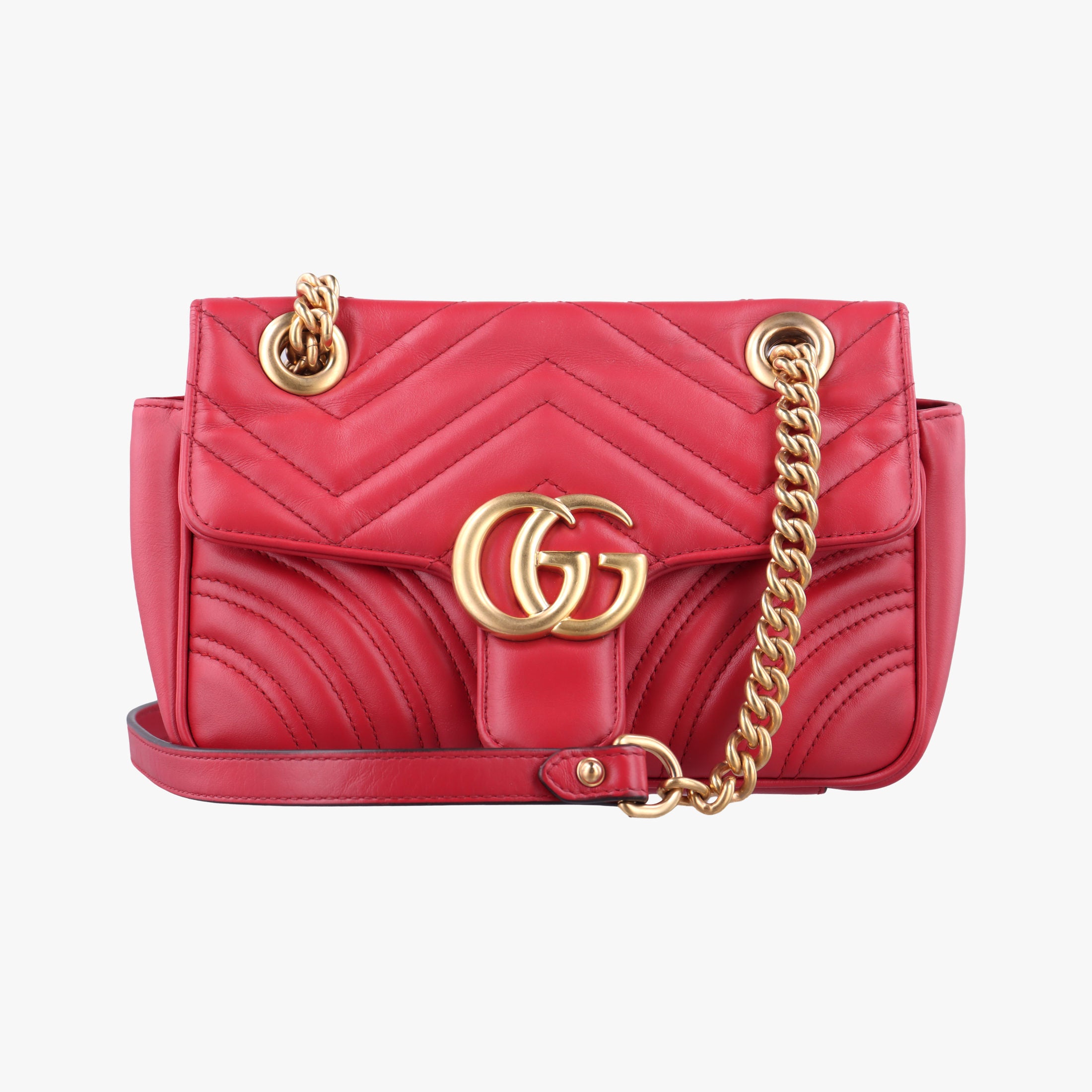 Secondhand Gucci GG Marmont Red Leather 446744 shoulderbag | stylenewstar