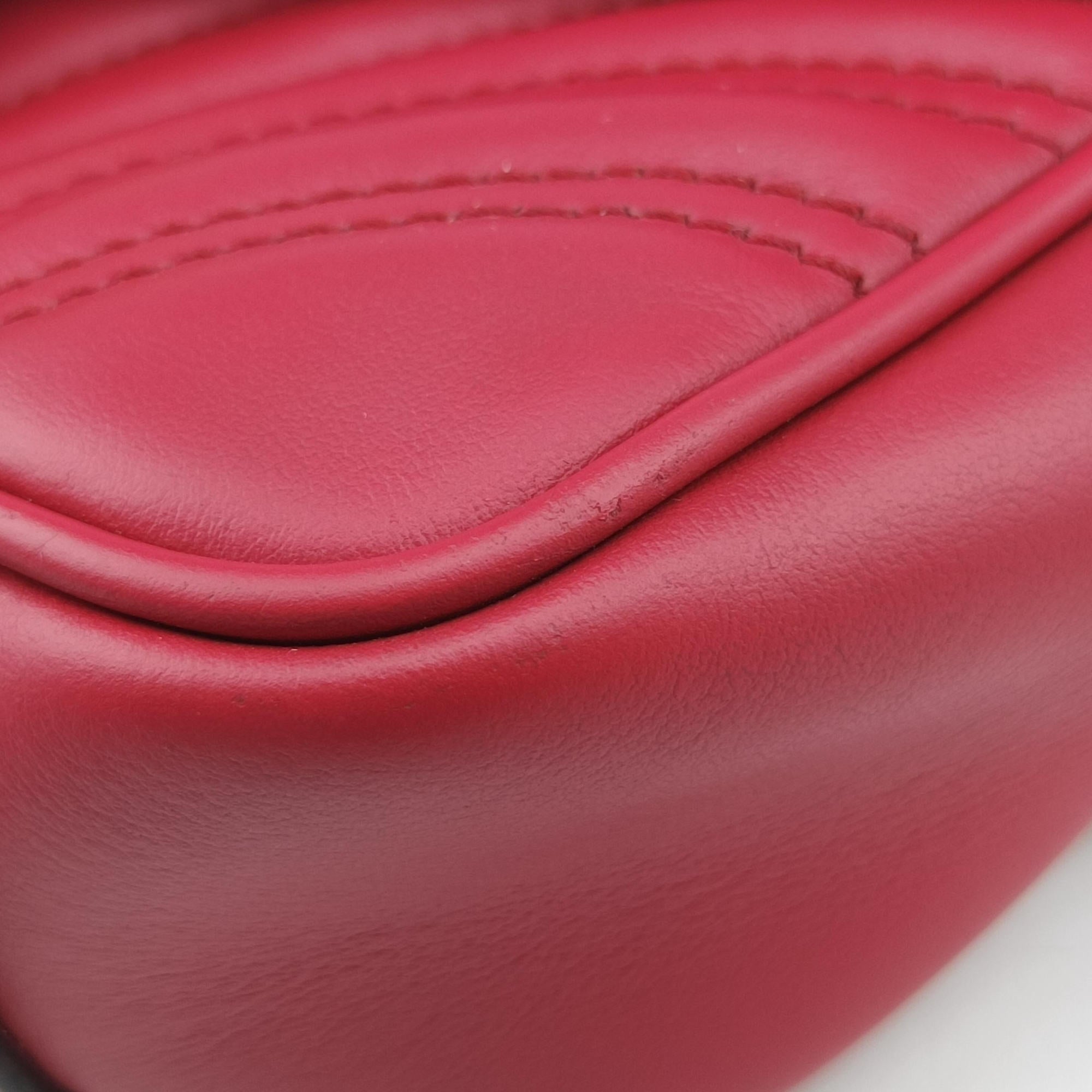 Secondhand Gucci GG Marmont Red Leather 446744 shoulderbag | stylenewstar