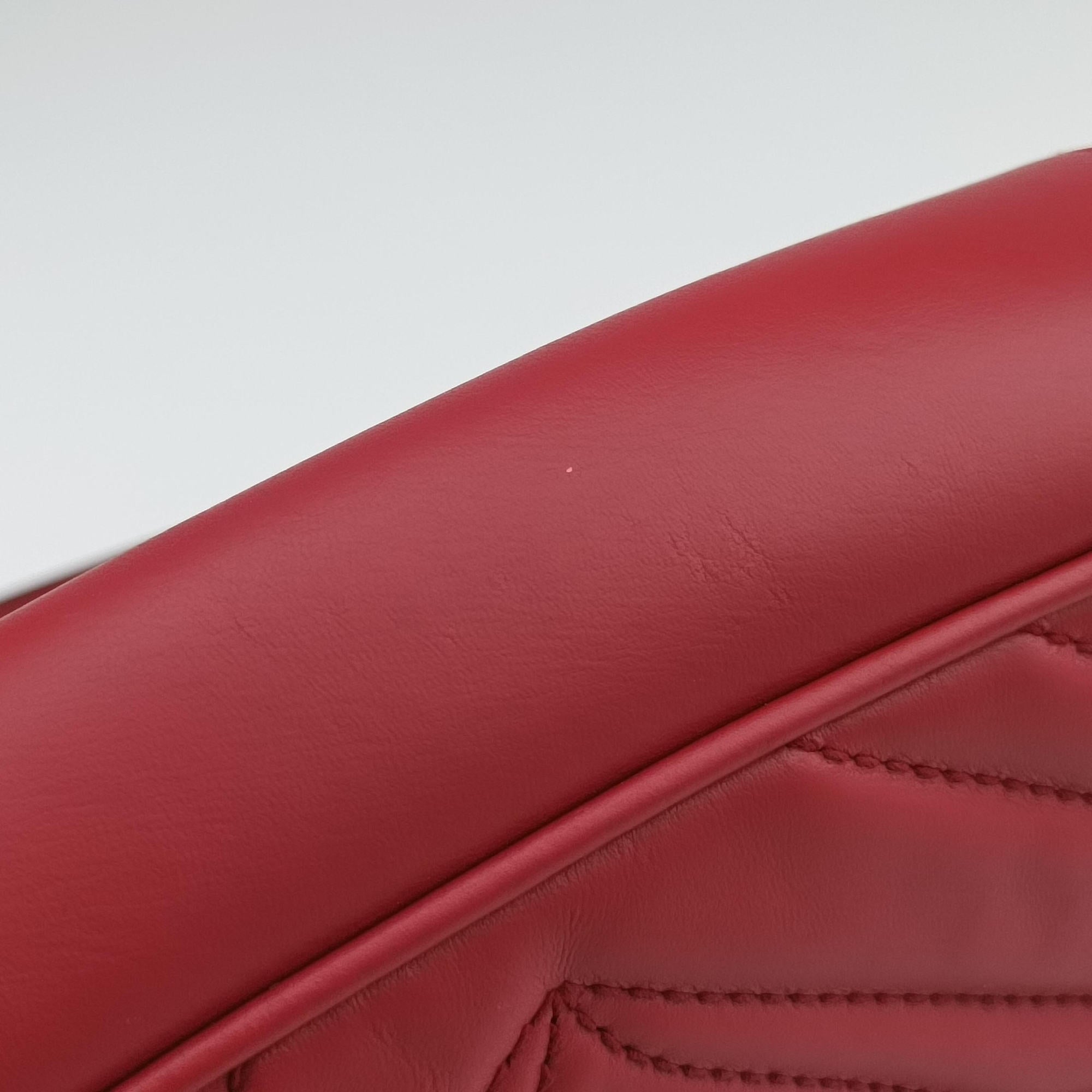 Secondhand Gucci GG Marmont Red Leather 446744 shoulderbag | stylenewstar