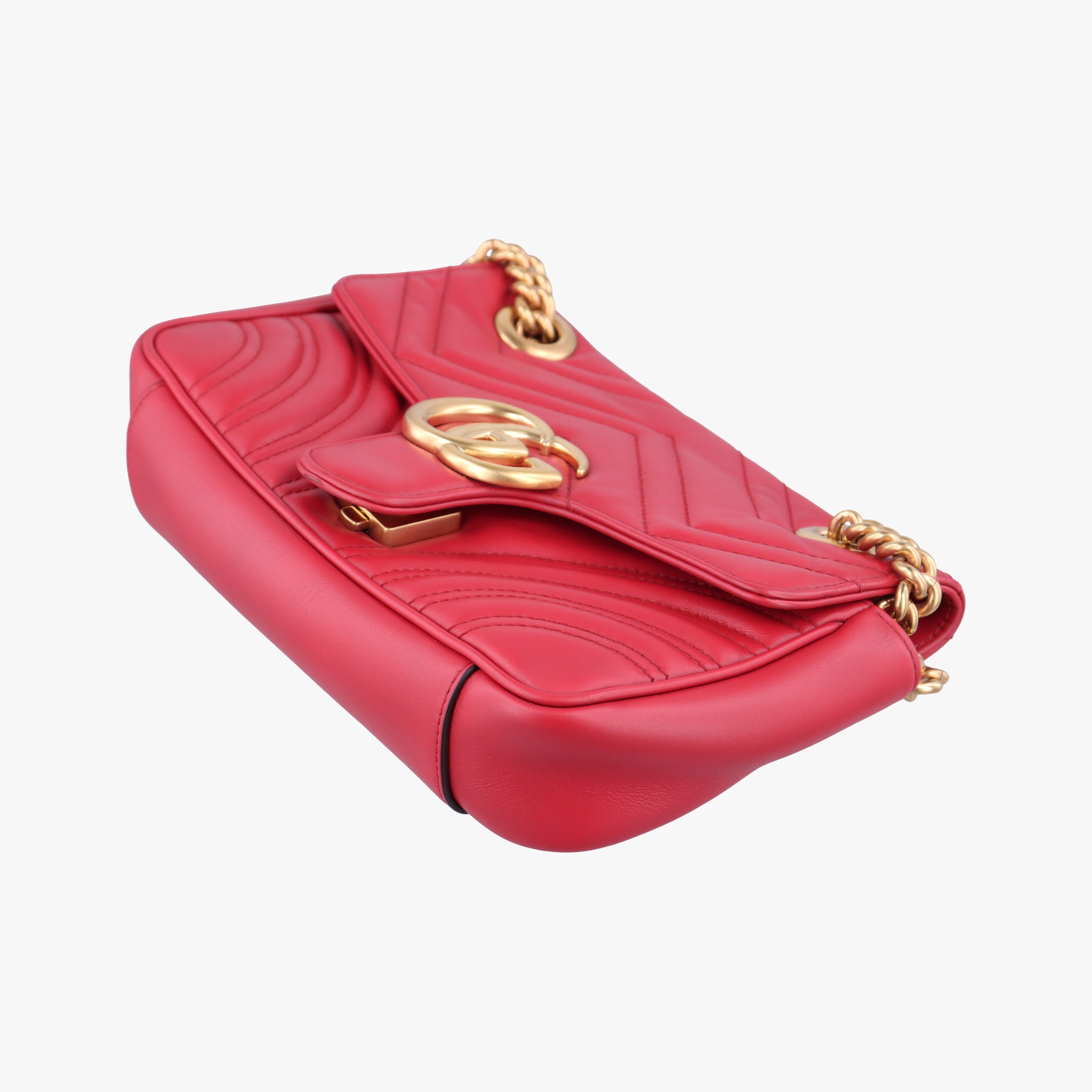 Secondhand Gucci GG Marmont Red Leather 446744 shoulderbag | stylenewstar