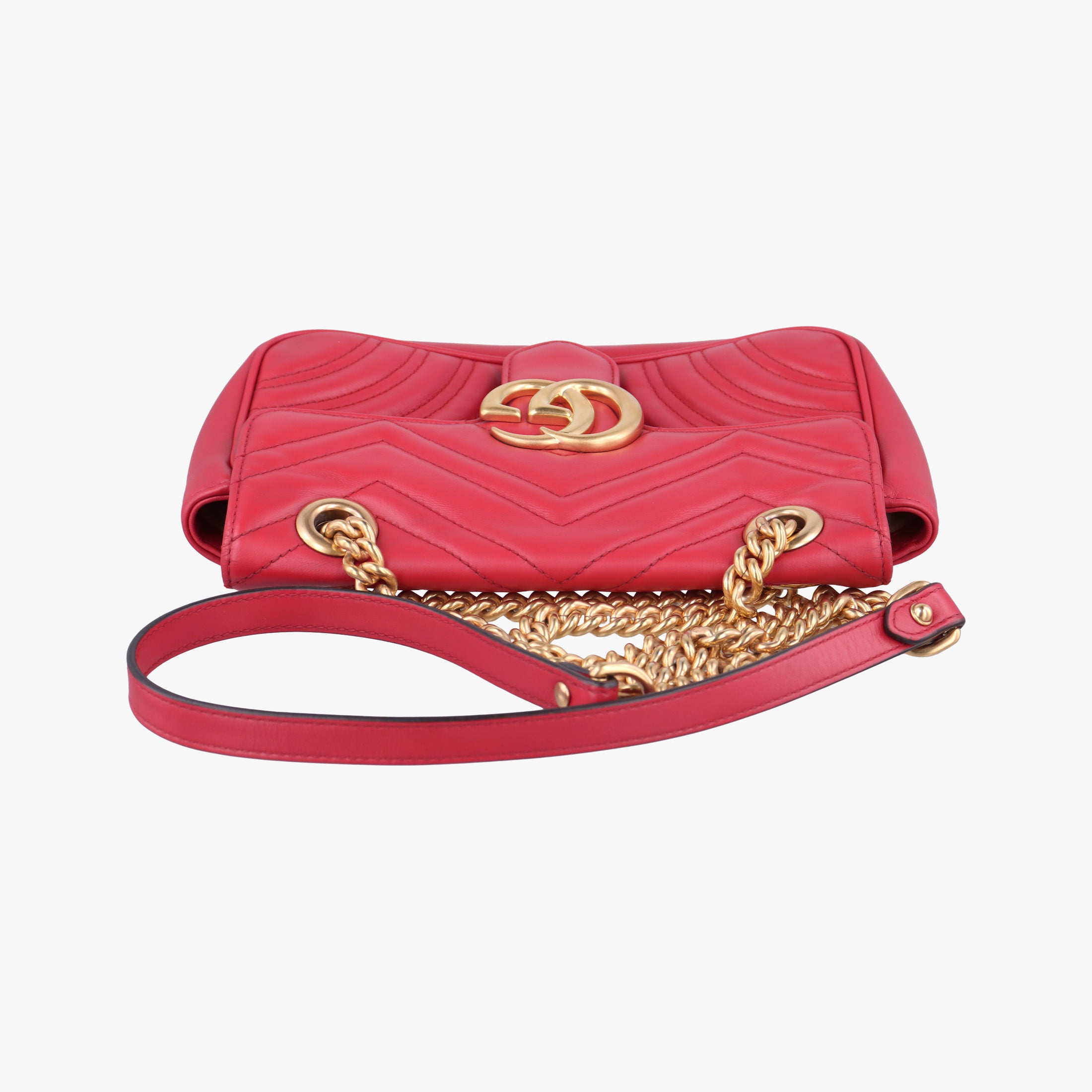 Secondhand Gucci GG Marmont Red Leather 446744 shoulderbag | stylenewstar
